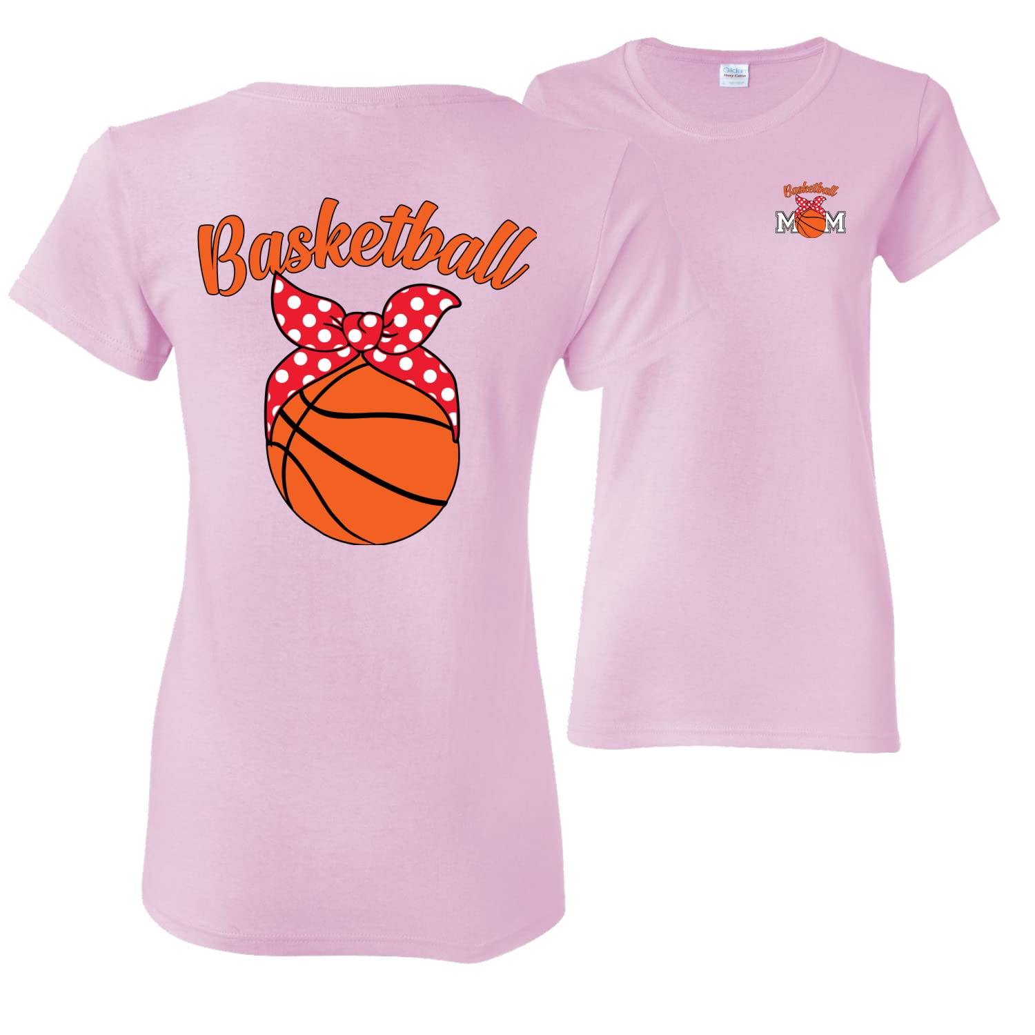 Basketball Mom Graphic T-Shirt - Cute Sports Design for Women & Youth League Fans - Front & Back Print - Perfect for Games, Practices & Team Spirit Gifts