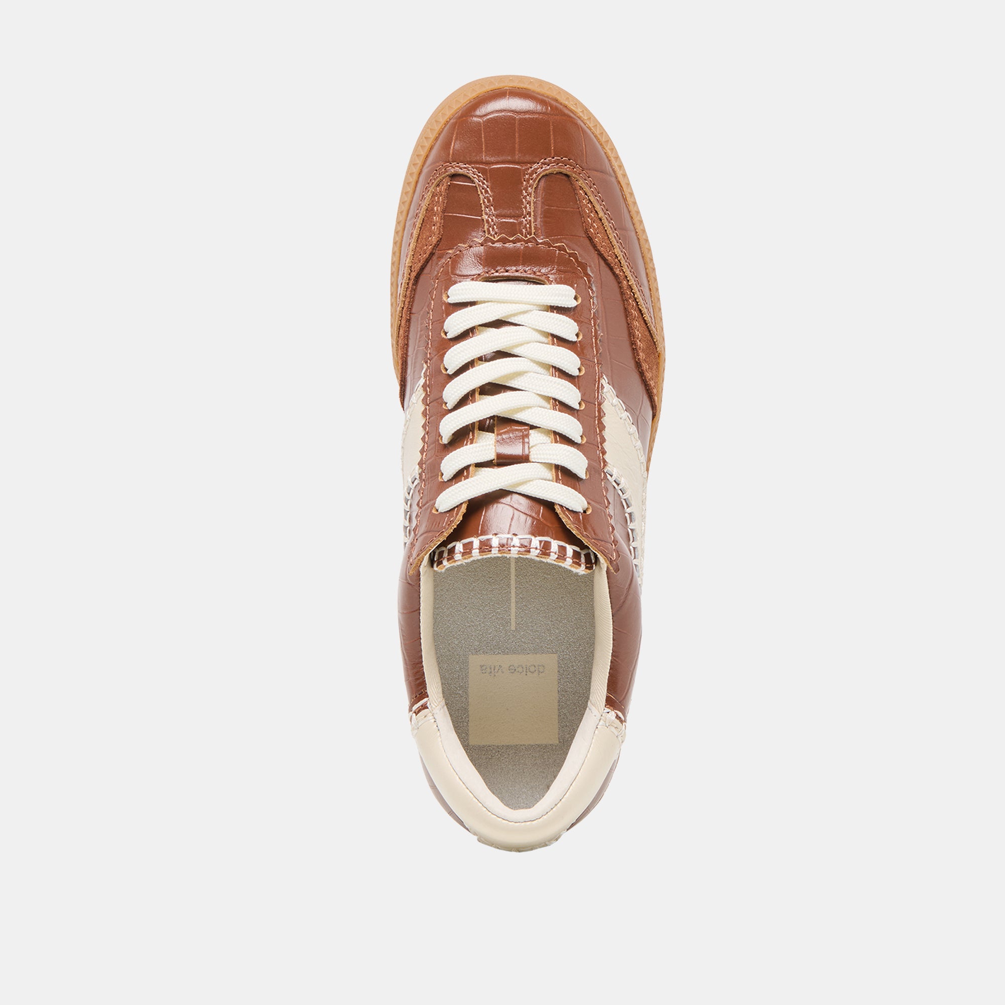 Notice Stitch Sneakers in Cognac - Crocodile Embossed Leather Shoes for Men & Women | Stylish Casual & Outdoor Walking Comfort