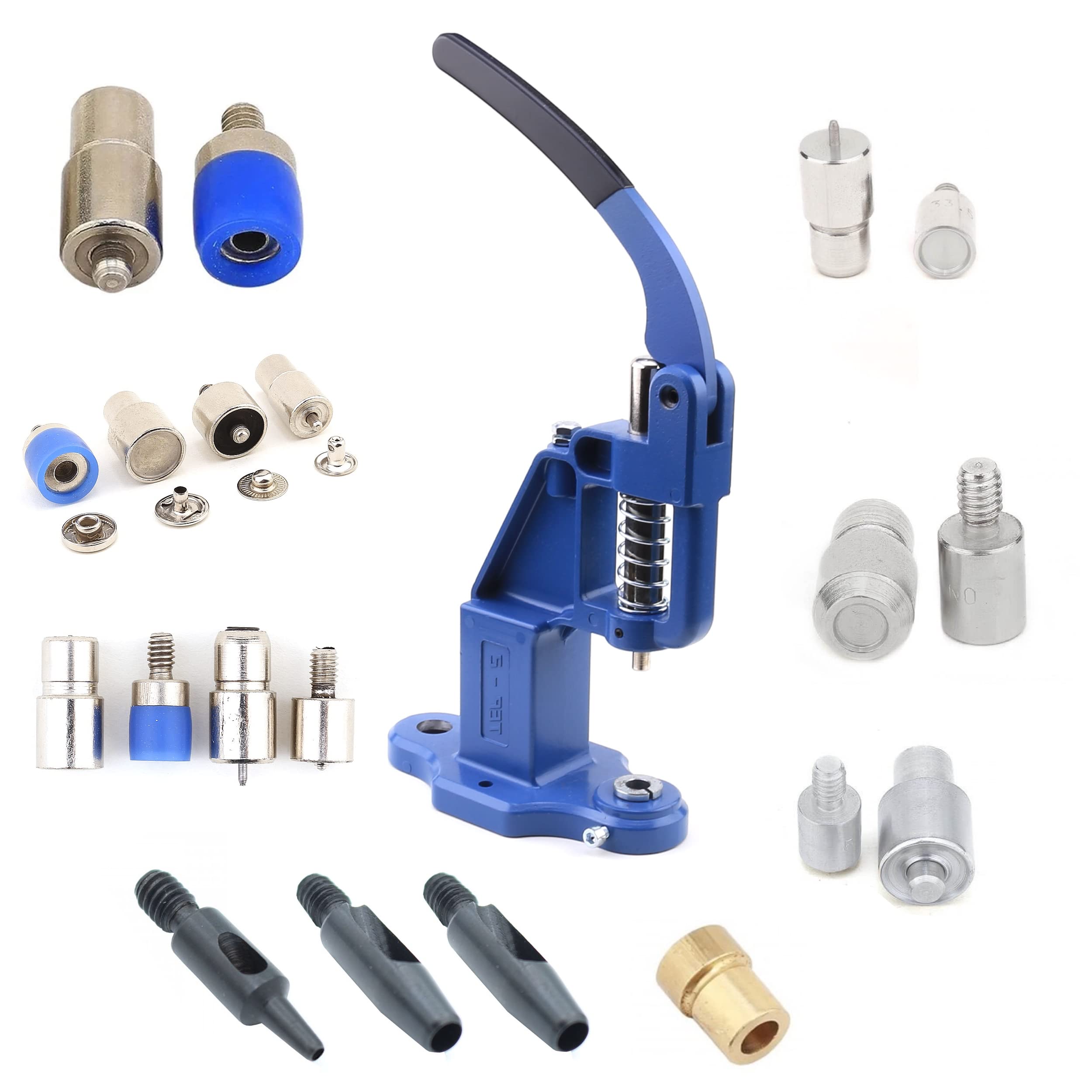 Professional Leather Hand Press Machine Kit for Setting Rivets, Eyelets & Snap Buttons - DIY Leather Craft, Belt Making & Shoe Repair Tool