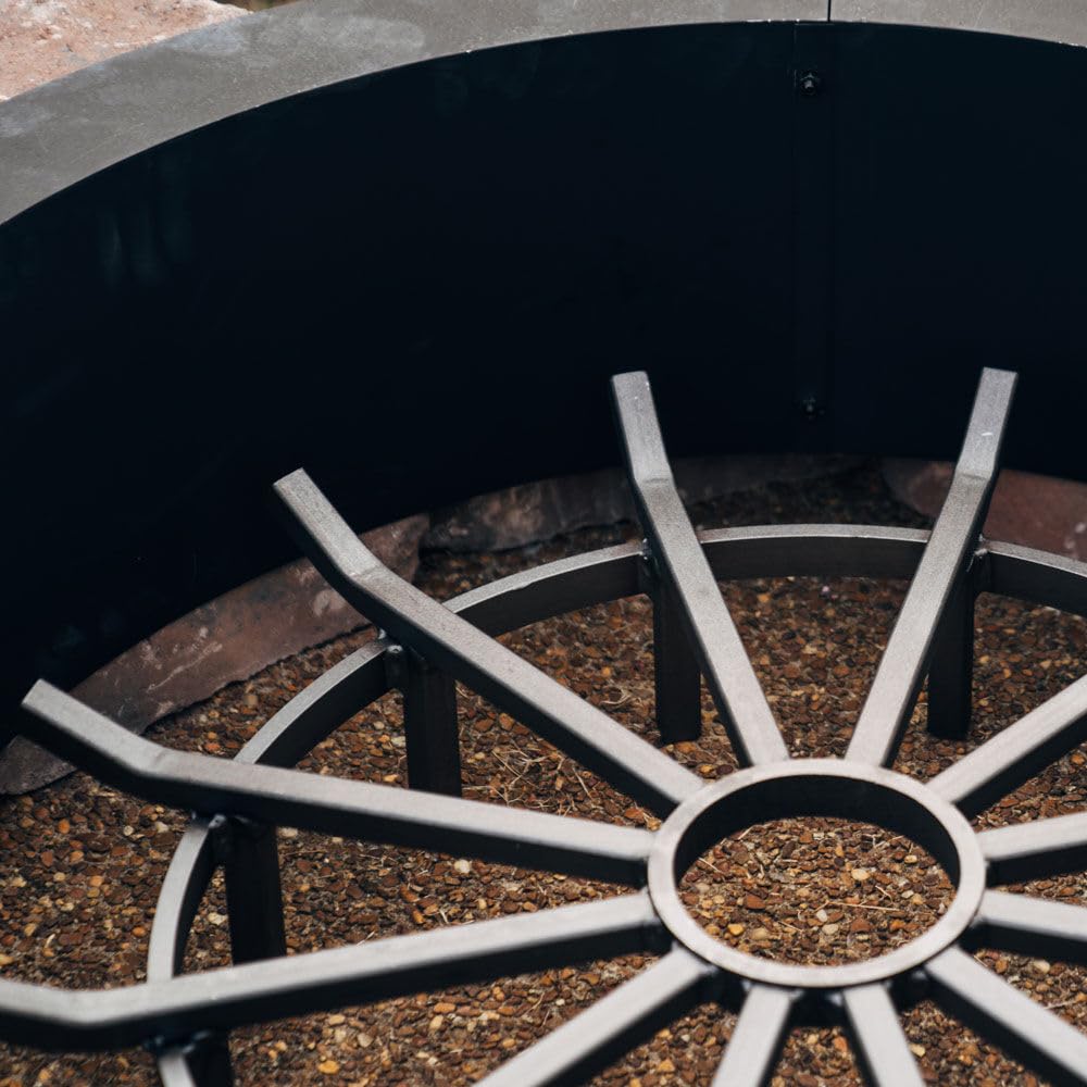 Ash & Ember 40-Inch Wagon Wheel Fire Pit Grate - Heavy Duty Round Spider Log Grate for Wood Burning Stoves, Fireplaces & Outdoor Fire Pits | High Efficiency & Low Smoke Design for Camping, Backyard Gatherings & Patio Heating