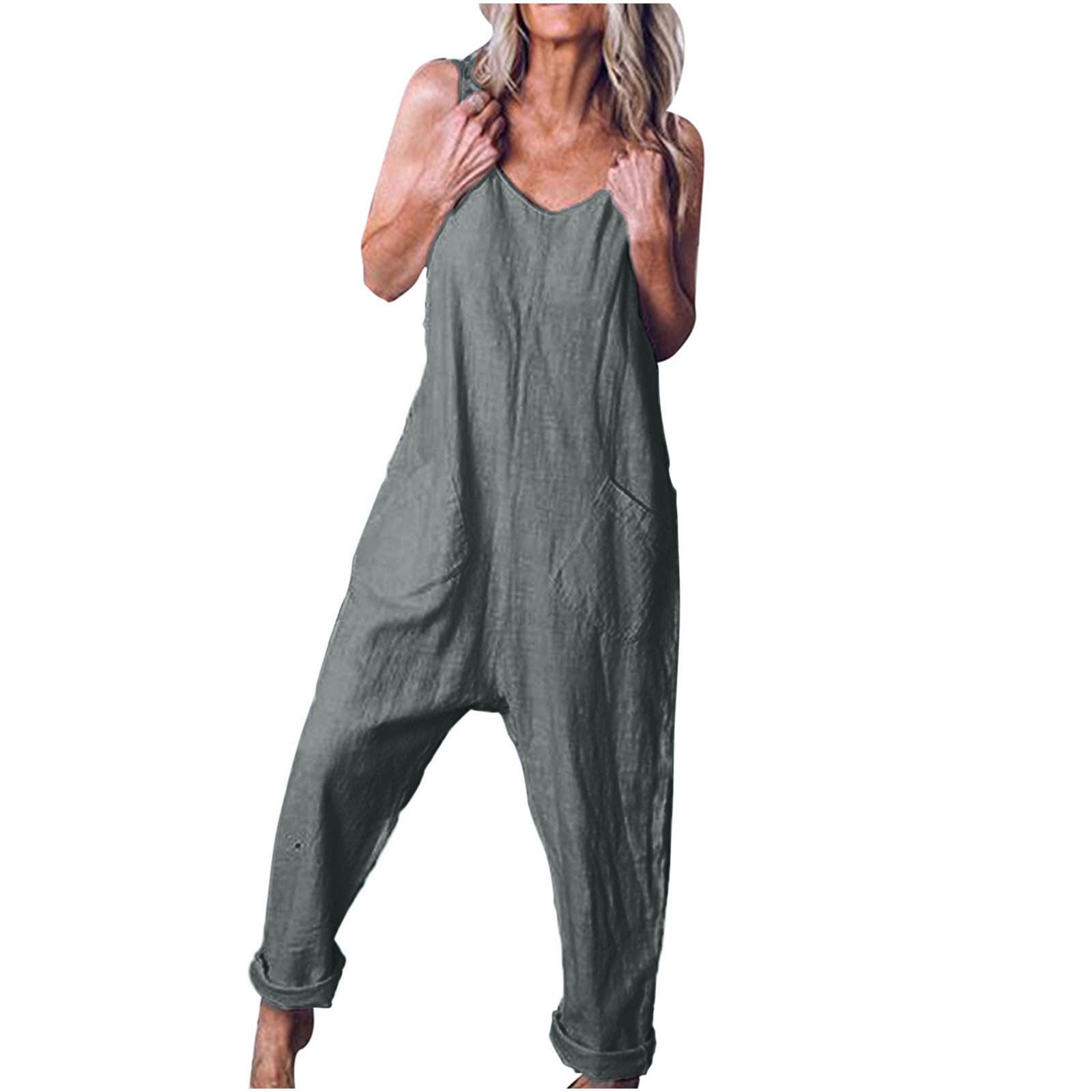 Stylish Women's Sleeveless Overalls Jumpsuit - Casual Wide Leg Romper with Pockets for Summer | Perfect for Outdoor Activities, Beach Vacations & Everyday Wear