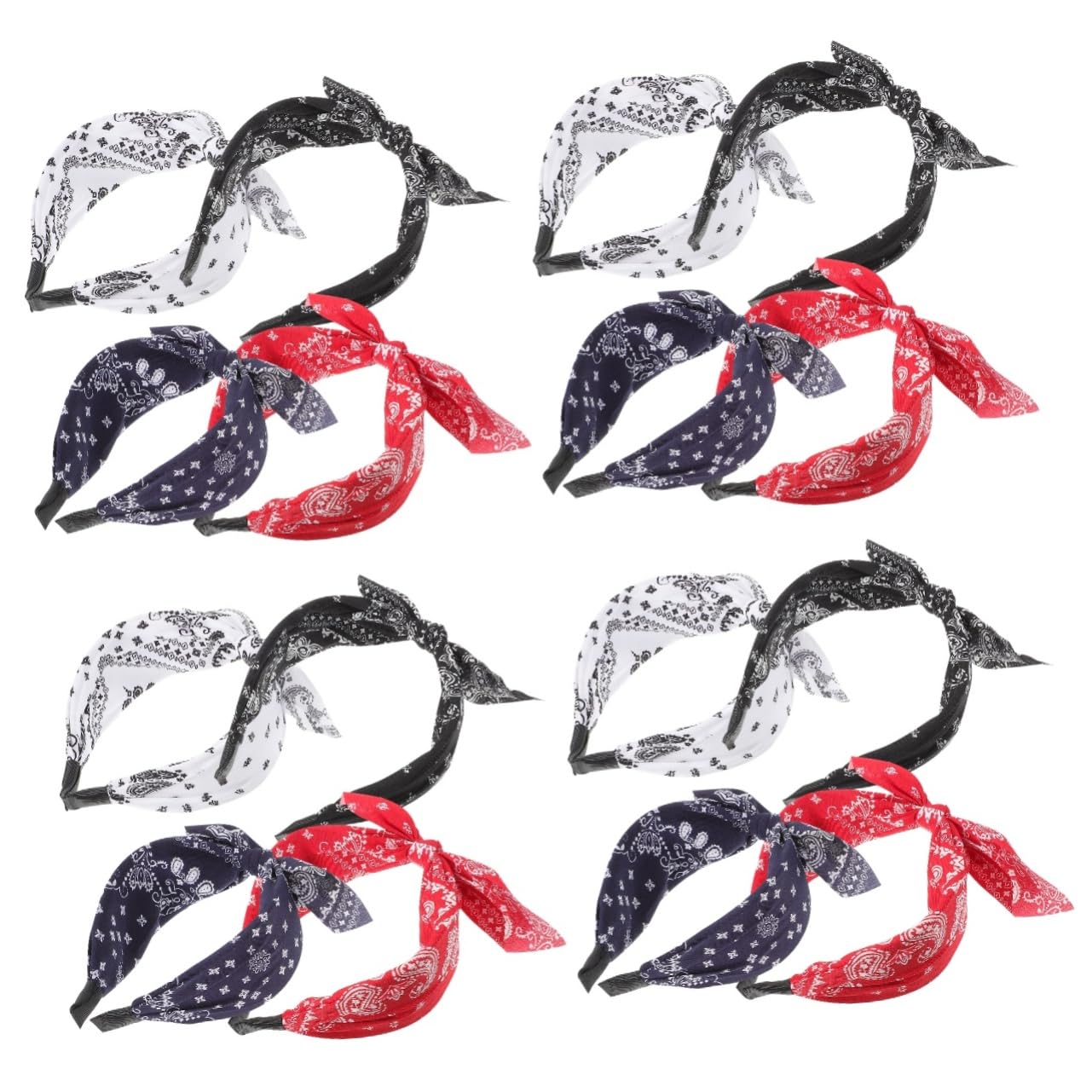 FRCOLOR 16 Pack Women's Fashion Bandanas - Soft Hair Scarves, Headbands & Bow Ties for Women & Girls - Korean Style Folk Custom Headwear for Everyday Wear, Parties & Outdoor Activities