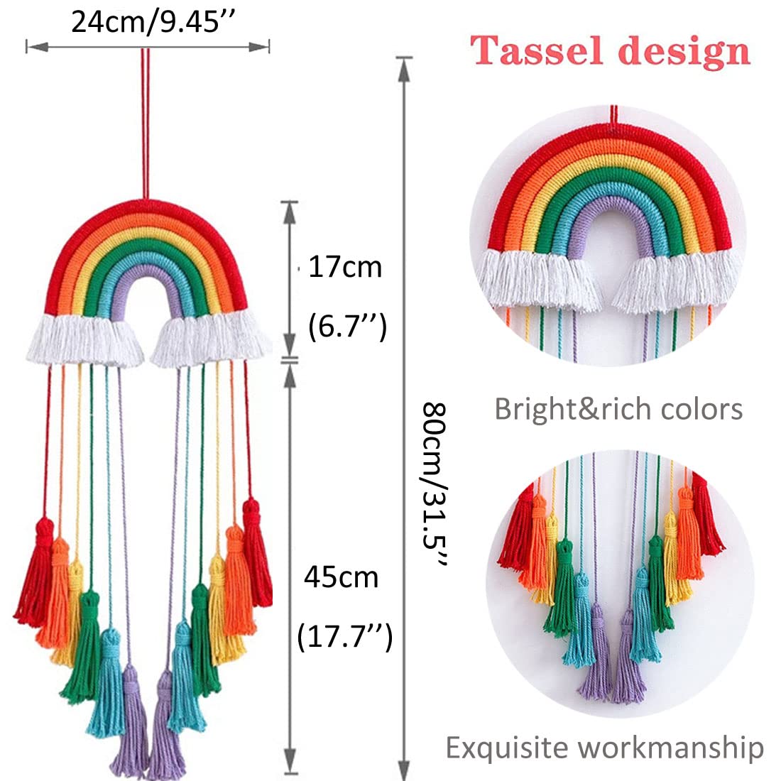 ACEDSGN Rainbow Macrame Bow Holder - Handmade Hair Clip Organizer for Baby Girls, Boho Nursery Decor, Headband Storage | Perfect for Birthday, Valentine's Day Gifts & Kids' Bedroom Party Decor