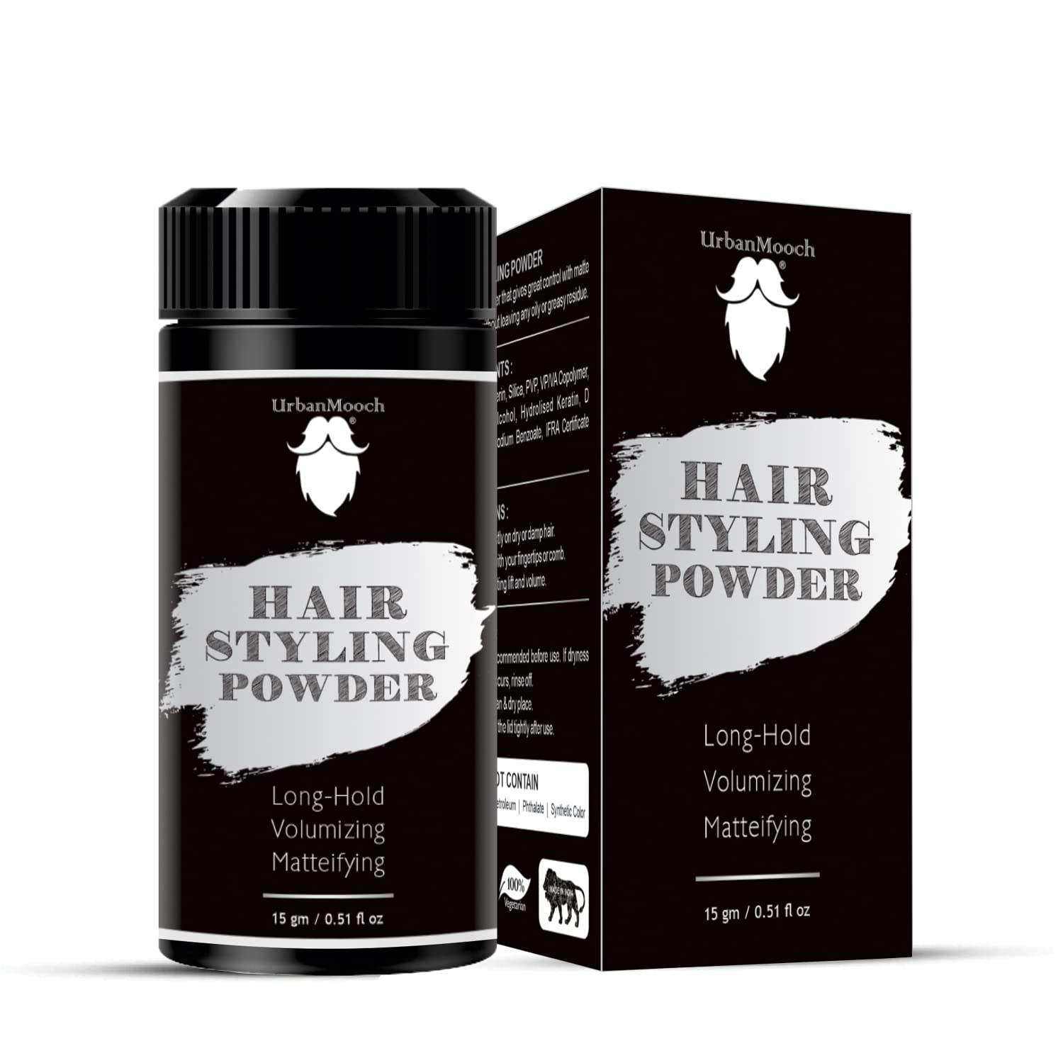 UrbanMooch Hair Volumizing Powder Wax for Men - Strong Hold Texture Powder with Matte Finish | 24 Hour Long-Lasting Styling | Natural & Safe Hair Product (15g) | Perfect for Everyday Use, Special Occasions & Hairstyling Needs
