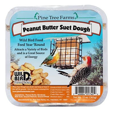 24 Pack Pine Tree Farms Peanut Butter Suet Dough - 12 oz Each - High Energy Bird Food for Wild Birds, Woodpeckers & Bluebirds - Perfect for Backyard Bird Feeders in Winter & Cold Weather