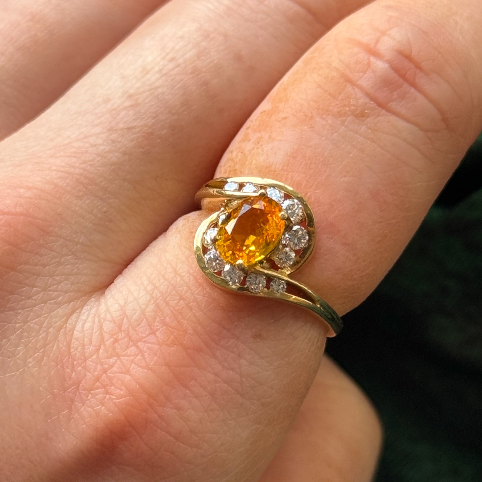 1.05ct Yellow Sapphire & 0.31ct Diamond Bypass Ring - Size 6.5 | Elegant Engagement, Wedding, or Anniversary Jewelry Gift for Her