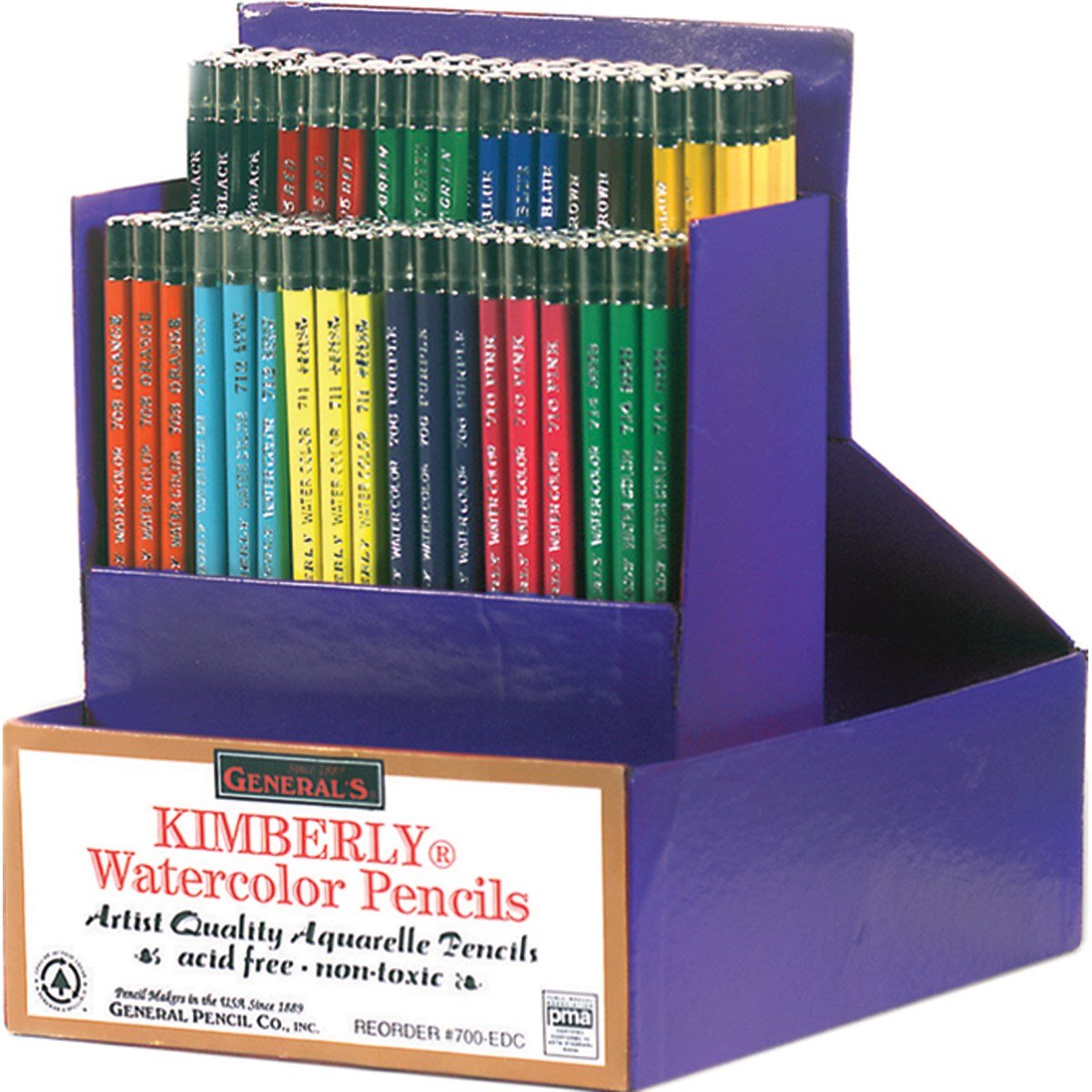 Kimberly Acid-Free Non-Toxic Water Soluble Watercolor Pencils - 144 Count Class Pack with Vibrant Assorted Colors | Perfect for Art Classrooms, Professional Artists & Watercolor Painting Projects