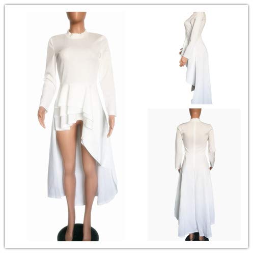 Lrady Women's Casual Shirt Dress - High Low Ruffle Blouse Asymmetrical Peplum Top Long Tunic Dress for Work, Date Night & Spring Outfits