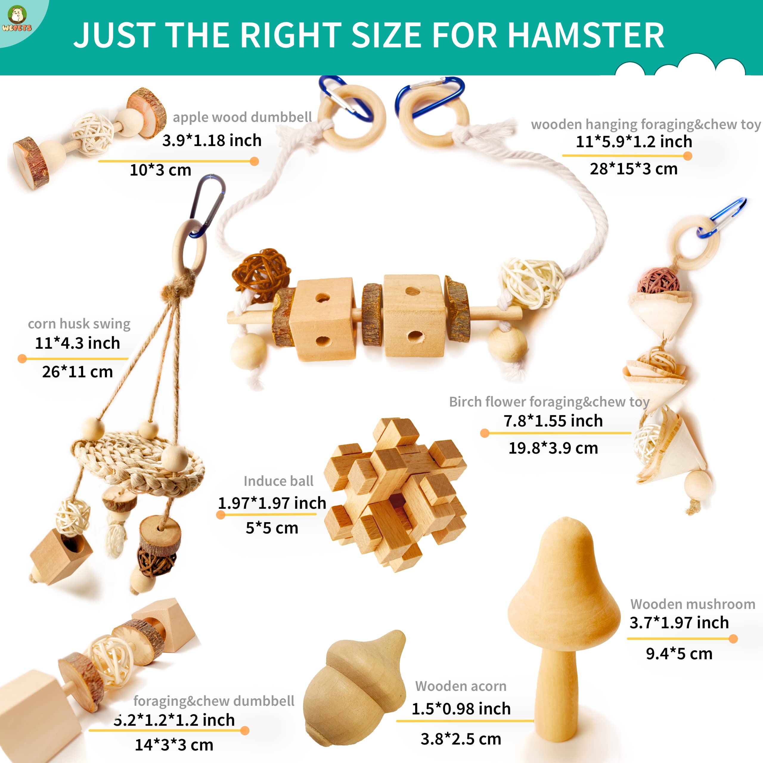 Hamster Chew Toys for Small Pets - Gerbils, Mice, Rats - Natural Wood Teeth Grinding & Stress Relief - Fun Playtime Activity for Happy Hamsters (Pattern D) - Perfect for Cage Enrichment & Boredom Relief
