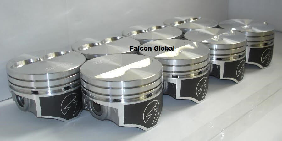SPEED PRO Hypereutectic Coated Flat Top 2vr Pistons Set of 8 for Chevy 350 9.7:1 +.060 - High Performance Engine Upgrade for Racing & Street Use