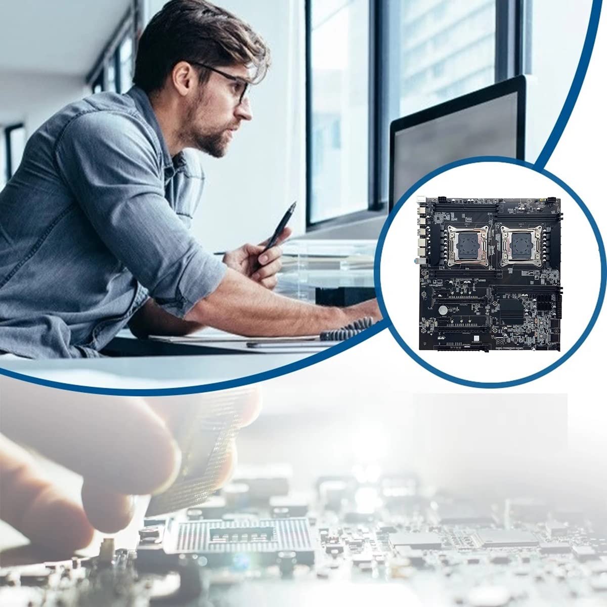XIDIT X99 Dual-Socket LGA2011-3 Motherboard with 8x DDR4 ECC RAM Slots, Switch Line, SATA Cable & Thermal Grease - Supports Intel Xeon E5 V3/V4 CPUs | Perfect for Server Builds, Workstations & High-Performance Computing