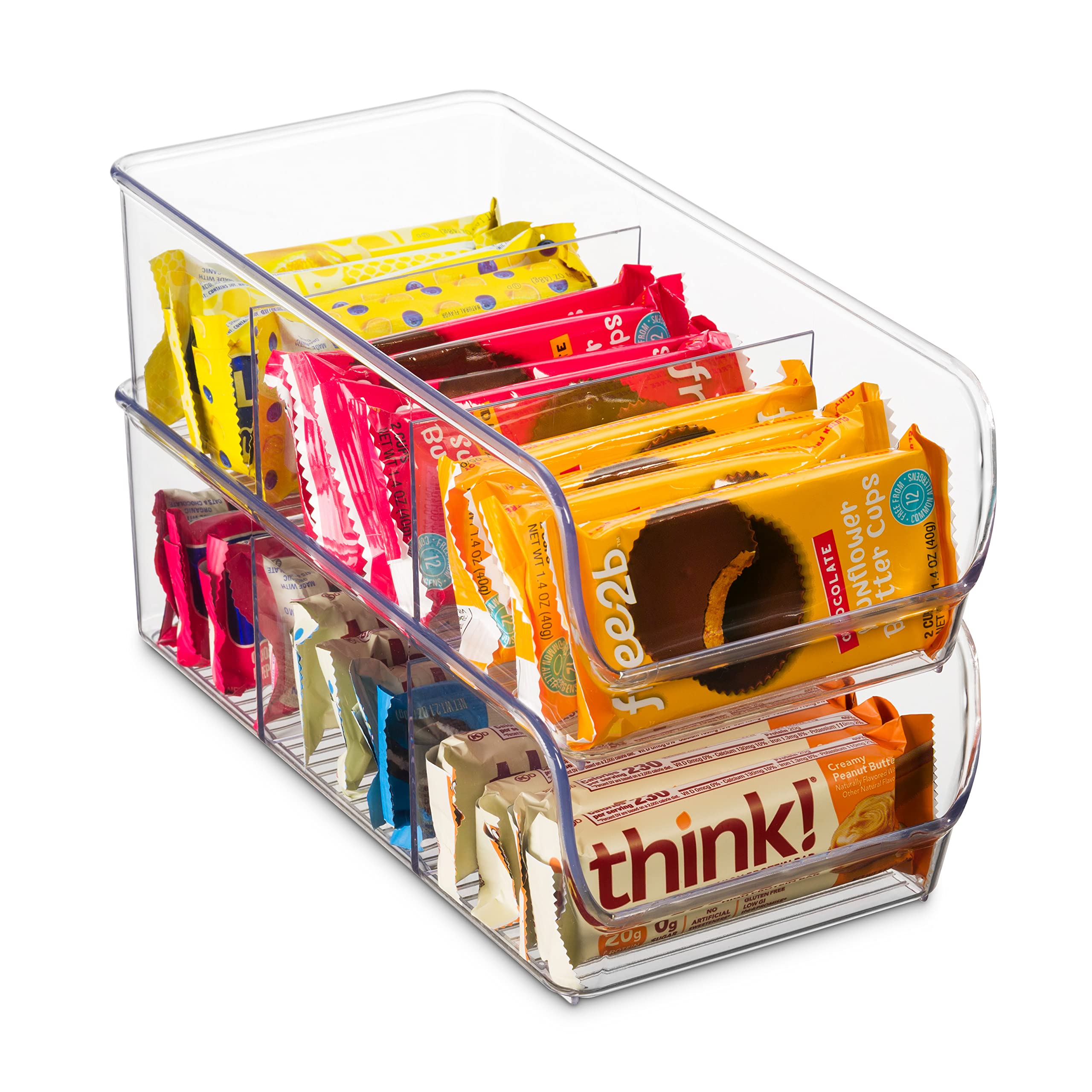 4-Piece Clear Plastic Food Storage Organizer Set - 3-Compartment Kitchen & Pantry Organizers for Spices, Snacks, Sauce Packets | Space-Saving Fridge & Cabinet Storage Solution for Home & Restaurant Use