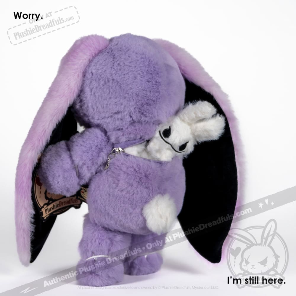 Plushie Dreadfuls Anxiety Rabbit Stuffed Animal - Purple Limited Edition Plush Toy for Stress Relief & Comfort | Perfect for Anxiety Support, Therapy, and Cuddling