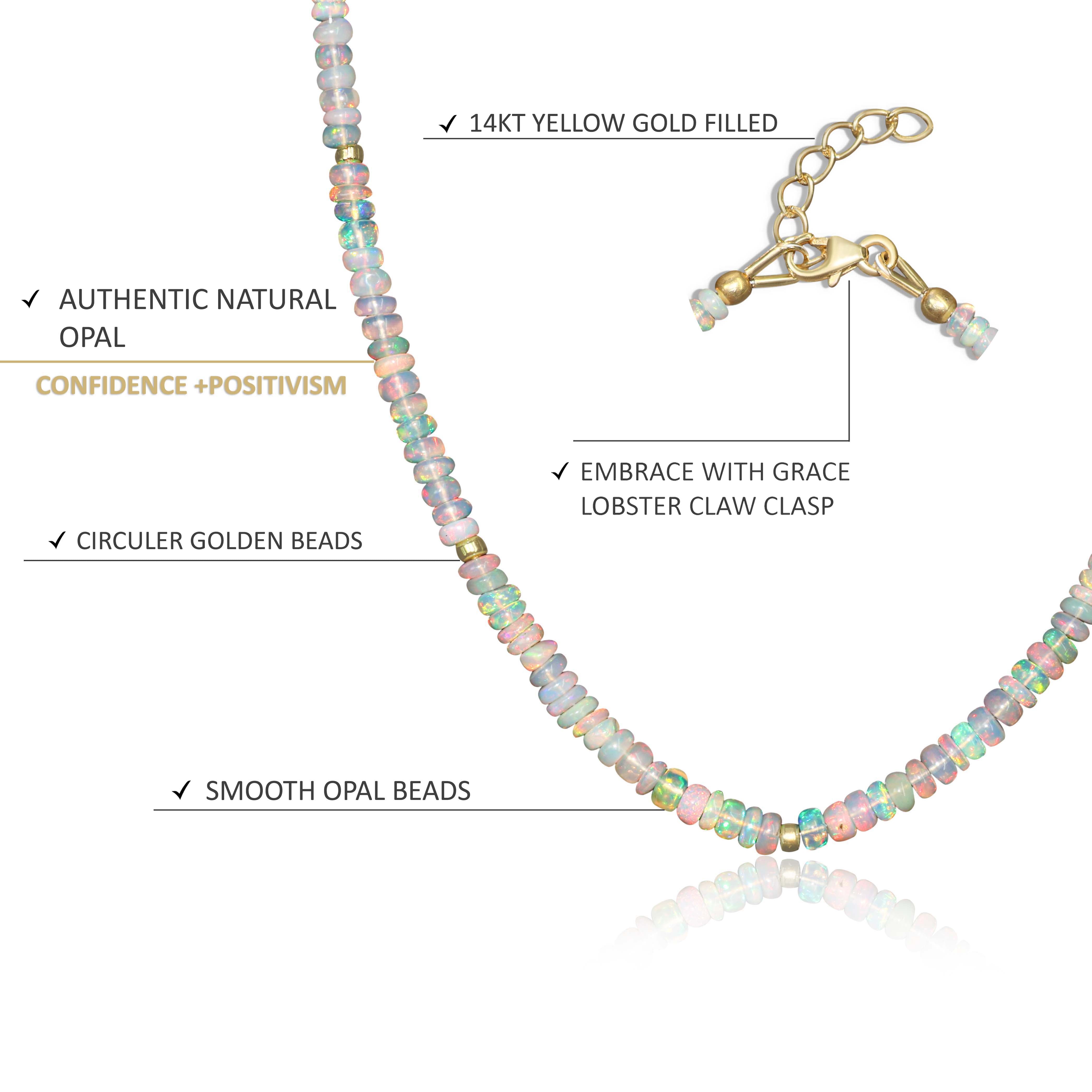 Natural White Opal Beaded Necklace with Separator Beads | Elegant Boho Jewelry for Women | Perfect for Layering, Everyday Wear & Special Occasions