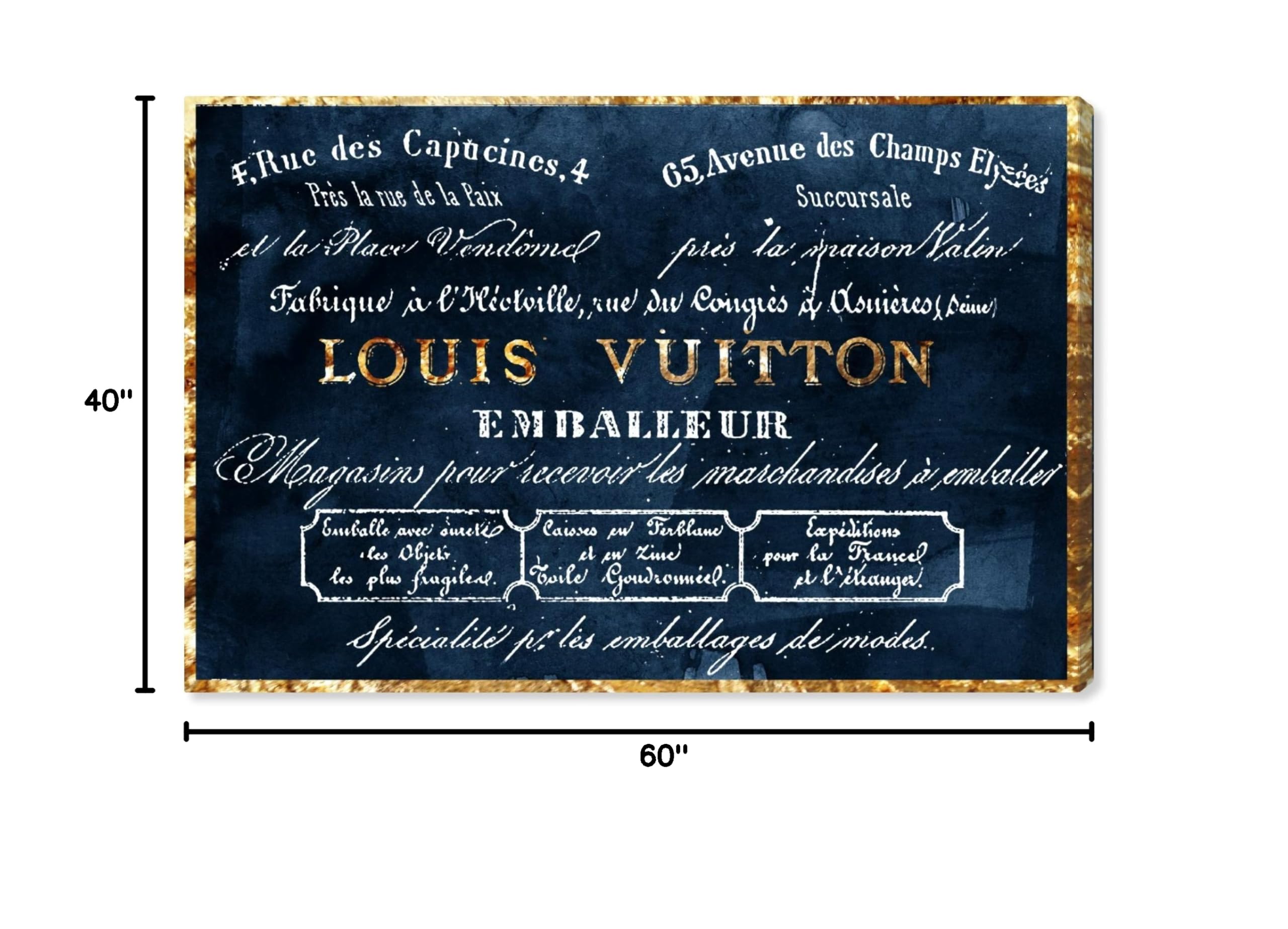 Oliver Gal 'Emballeur Navy' Blue Fashion Wall Art Print - Premium Canvas 60