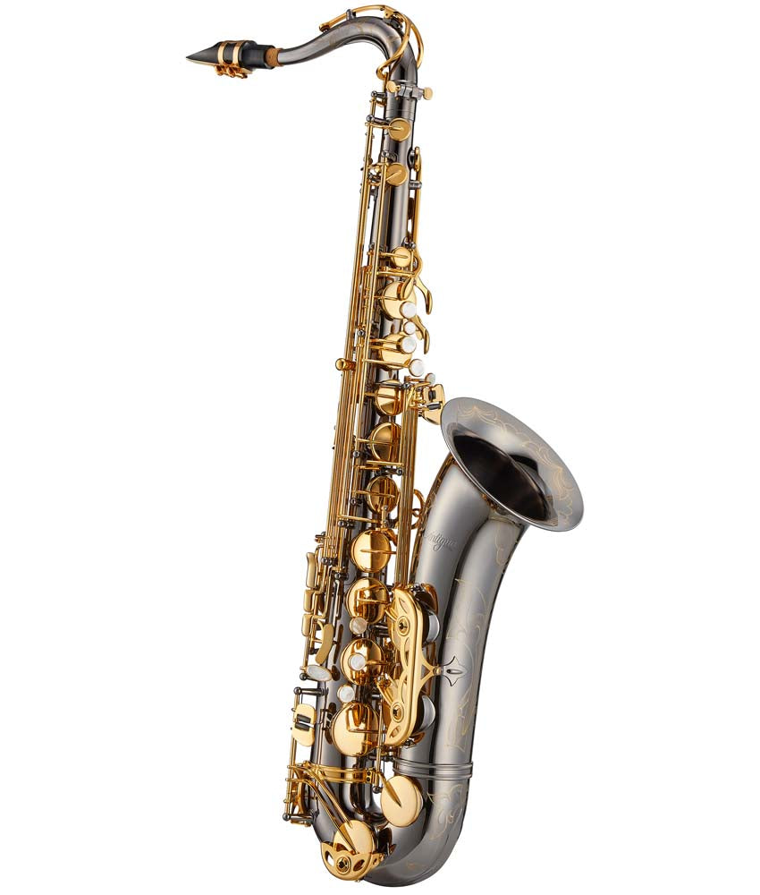 Antigua Winds TS4248 PowerBell Bb Tenor Saxophone - Black Nickel Finish with Gold Plated Keys | Professional Brass Instrument for Jazz, Band & Live Performances