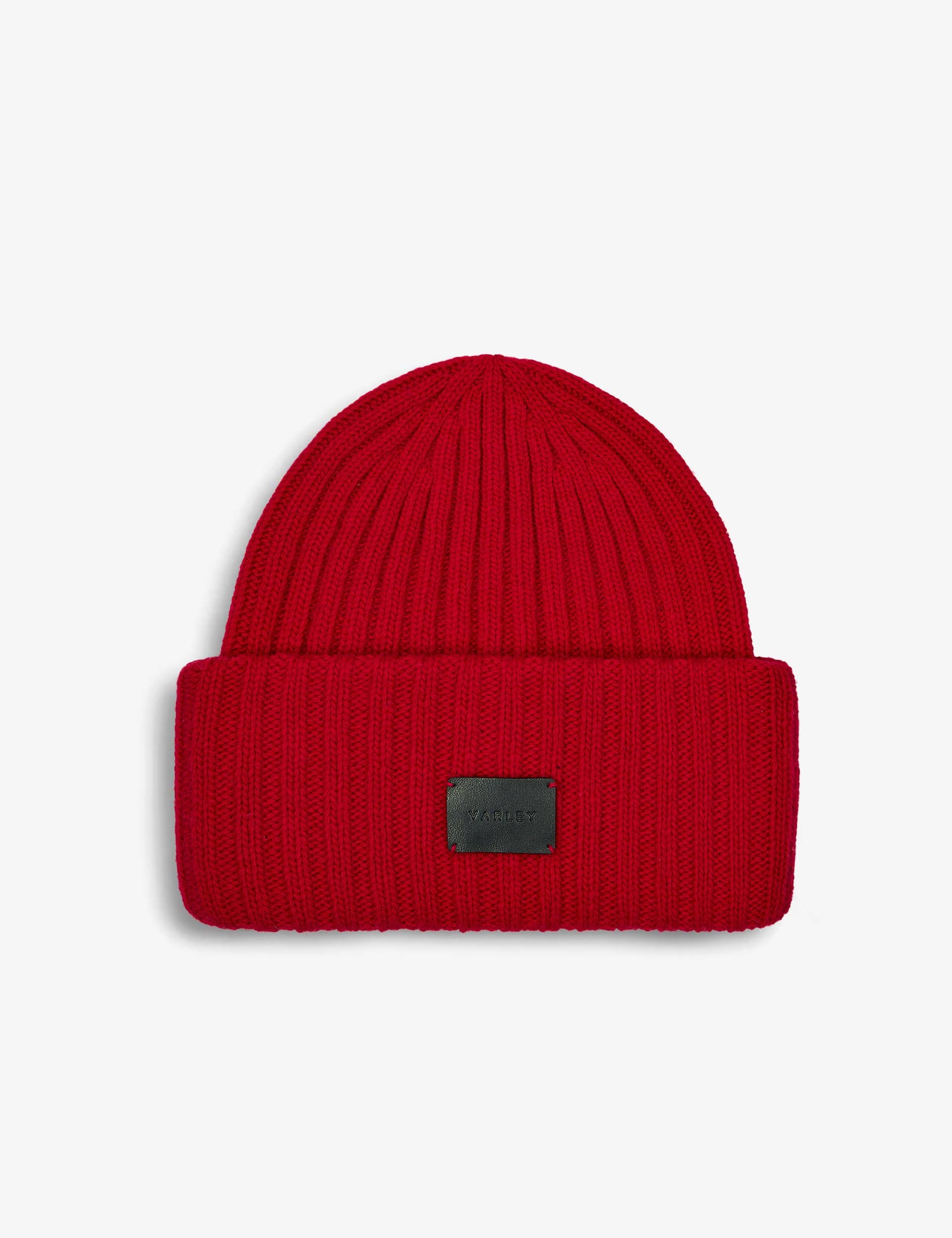 Elva Chunky Rib Beanie for Women - Soft Winter Knit Hat in Red Dahlia - Warm Slouchy Beanie for Cold Weather & Outdoor Activities