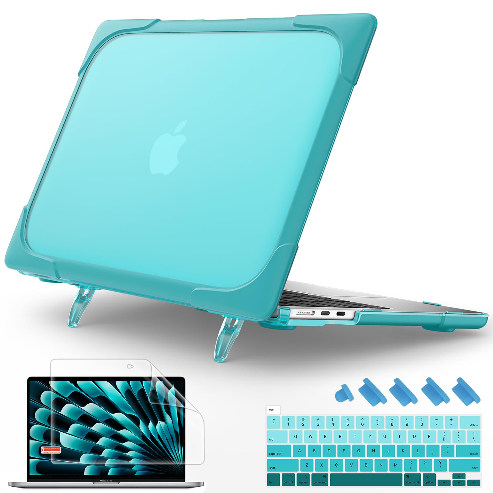 Premium Heavy Duty Dual Layer Hard Case Cover with Rubberized TPU Bumper for MacBook Pro 16 Inch (2019 Release A2141) - Shockproof Protection for Touch Bar & Touch ID Laptop - Perfect for Office, Travel, and School Use - Blue