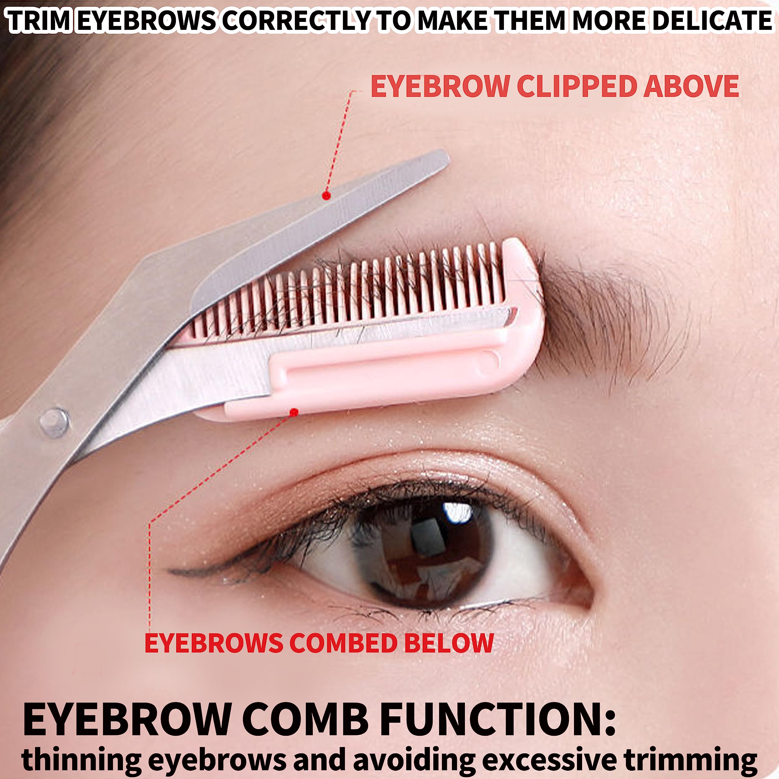 6PCS Stainless Steel Eyebrow Trimmer Set for Women & Men - Professional Eyebrow Scissors with Comb, Facial Hair Razor & Brow Shaping Tools | Perfect for Eyebrow Grooming, Facial Hair Removal & Makeup Routine