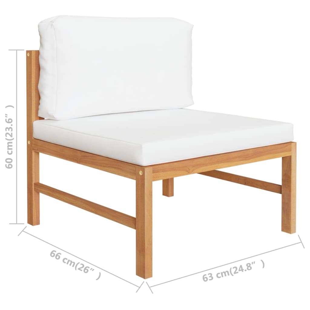 vidaXL 5-Piece Patio Lounge Set - Outdoor Sectional Sofa with Cream Cushions, Retro Style Teak Wood Furniture for Garden, Poolside & Backyard Relaxation