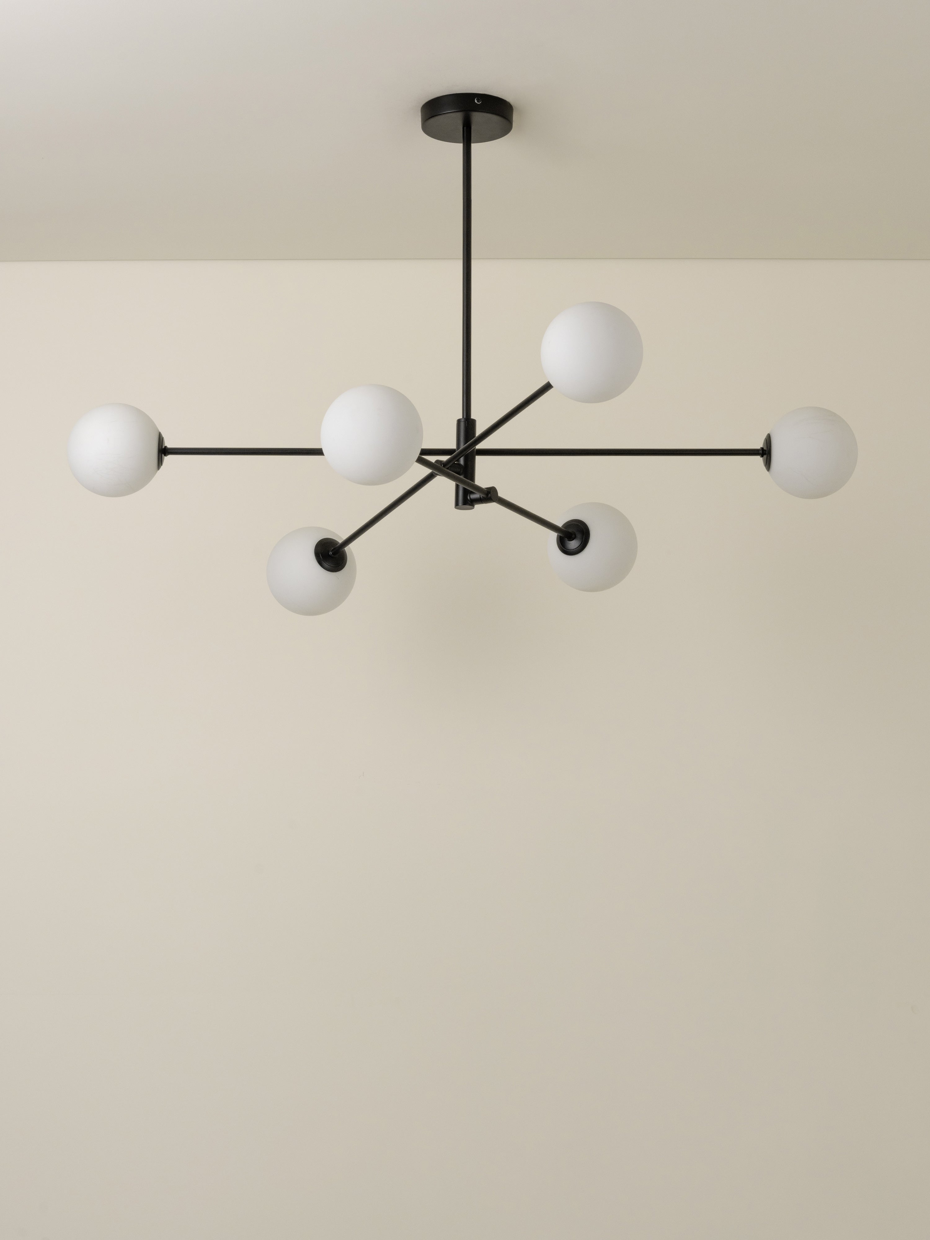 Chelso 6-Light Matt Black and Opal Glass Pendant Light Fixture - Perfect for Dining Room, Kitchen Island, or Entryway Lighting