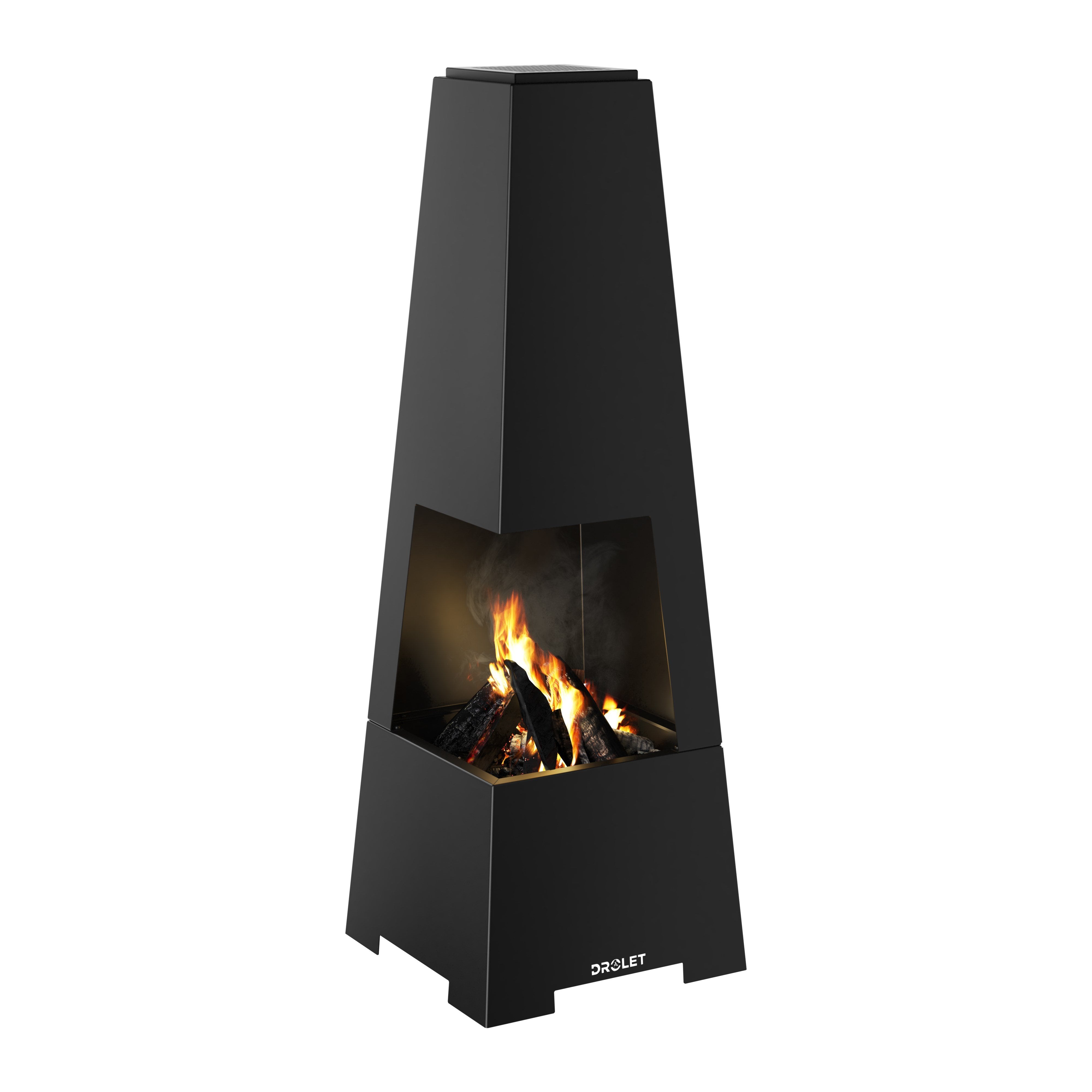 Drolet Bora Outdoor Wood Burning Fireplace - Heavy Duty Steel Patio Fire Pit for Backyard, Garden & Camping - Rust-Resistant & Durable Design for Year-Round Use