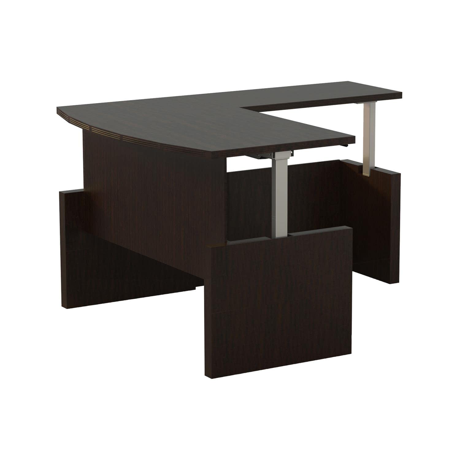 Mayline Aberdeen Height-Adjustable Bowfront Desk with Return AT56LDC - Ergonomic Home Office & Executive Workstation for Comfortable Standing & Sitting