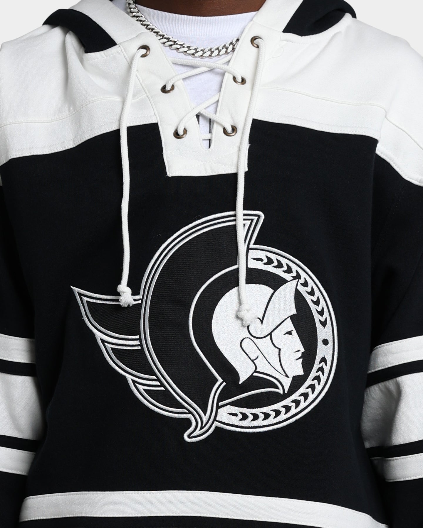 47 Brand Ottawa Senators Superior Lacer Hoodie - Men's NHL Hockey Pullover Sweatshirt - Jet Black - Perfect for Game Day & Casual Wear