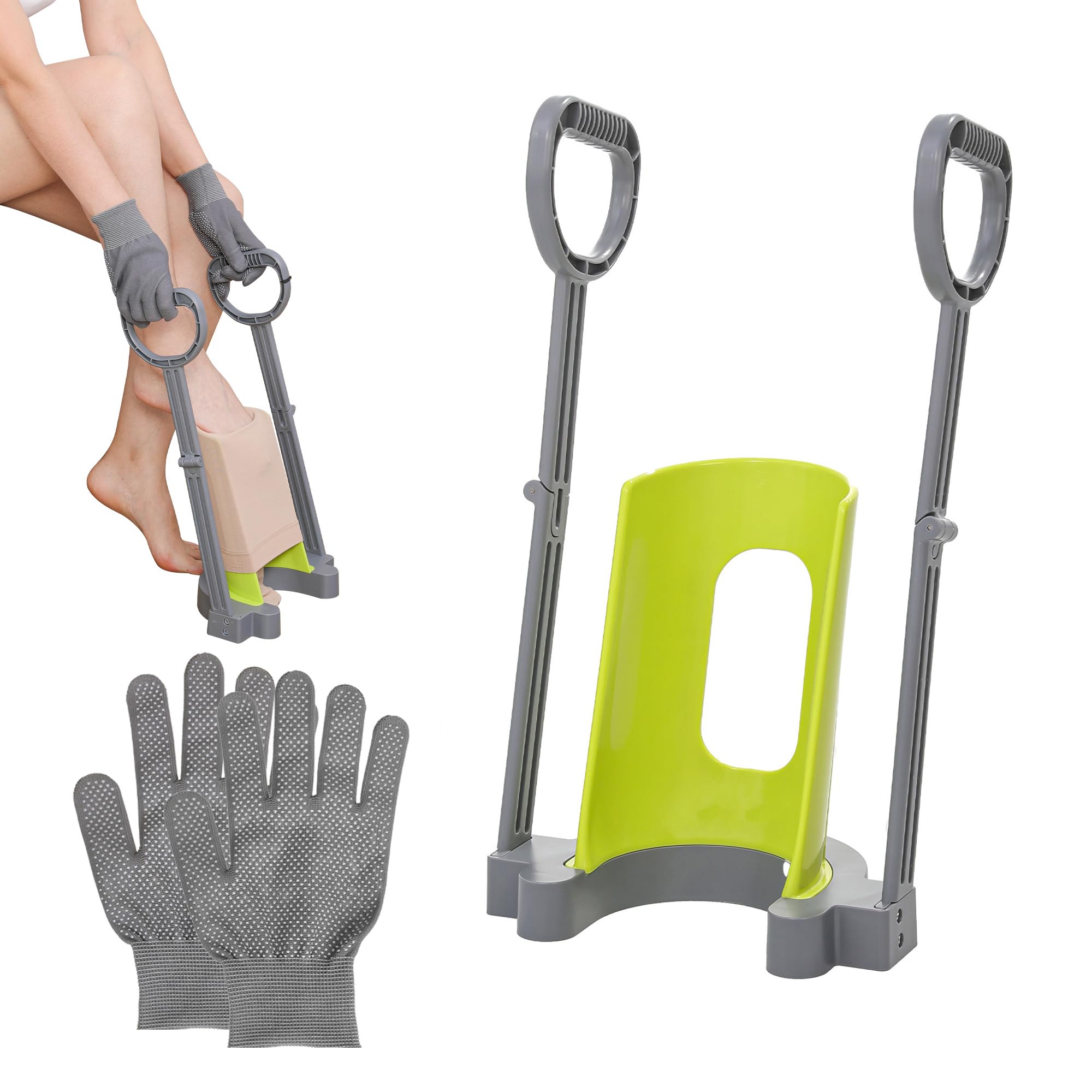 2023 Compression Sock Aid Device - Easy Helper Tool for Putting on Medical & Athletic Compression Stockings (Fits Leg Circumferences Up to 16