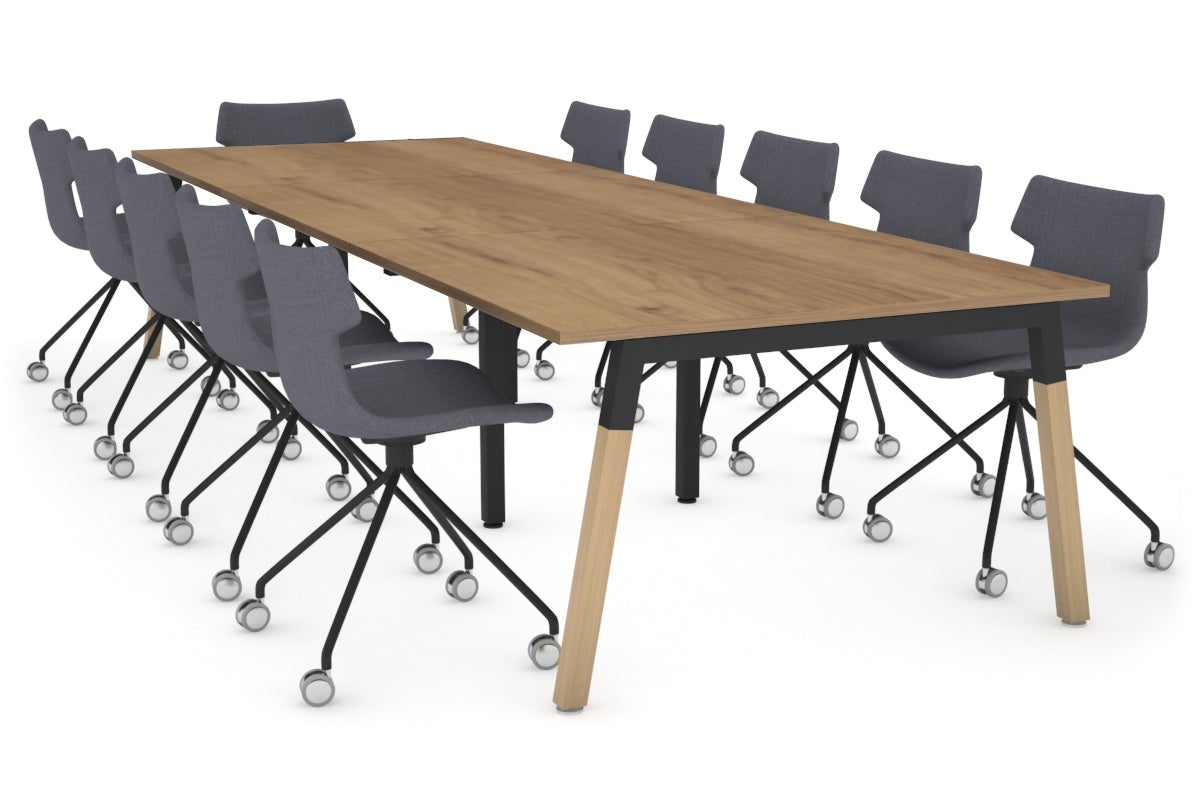 Modern Boardroom Table with Quadro A Legs & Wood Cross Beam - 3600L x 1200W - Perfect for Executive Offices & Conference Rooms
