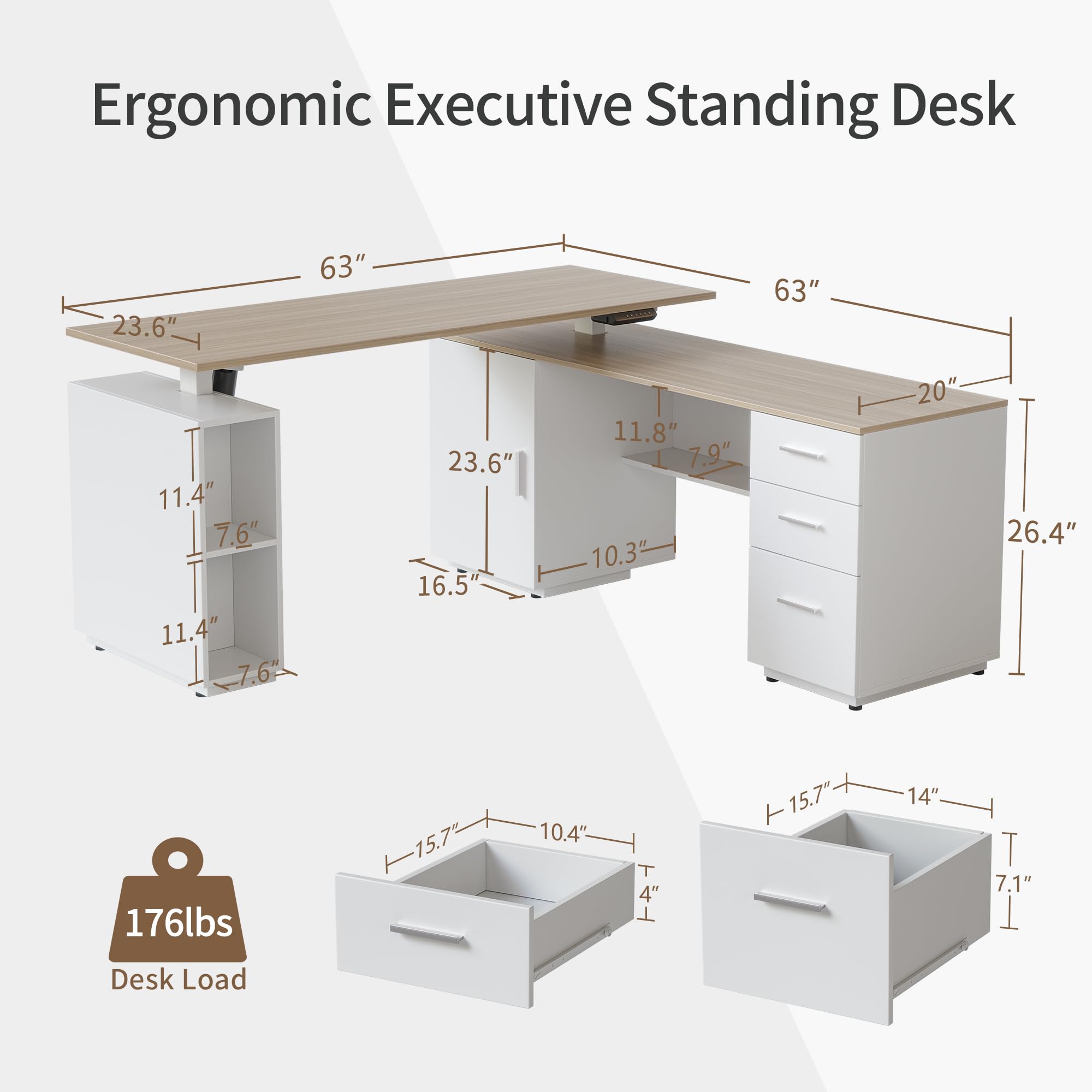 FEZIBO Electric Height Adjustable Standing Desk - 63