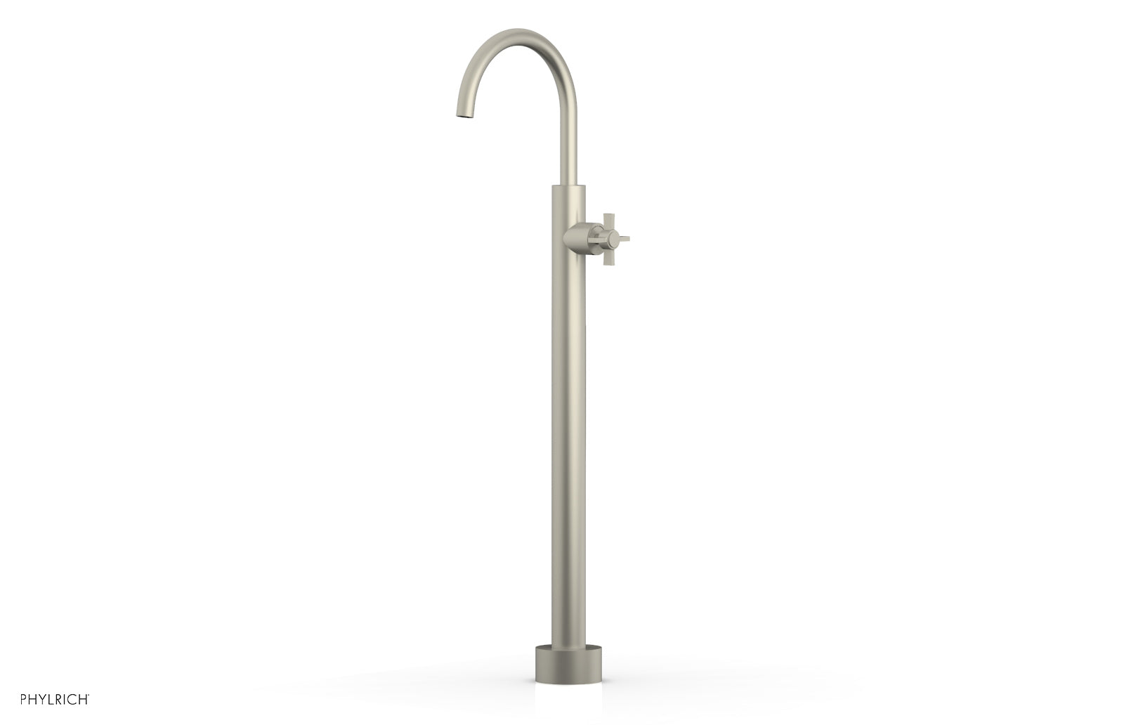 BASIC Tall Floor Mount Tub Filler with Cross Handle - D132 44 02 - Perfect for Modern Bathroom Renovations and Spa-Like Showers