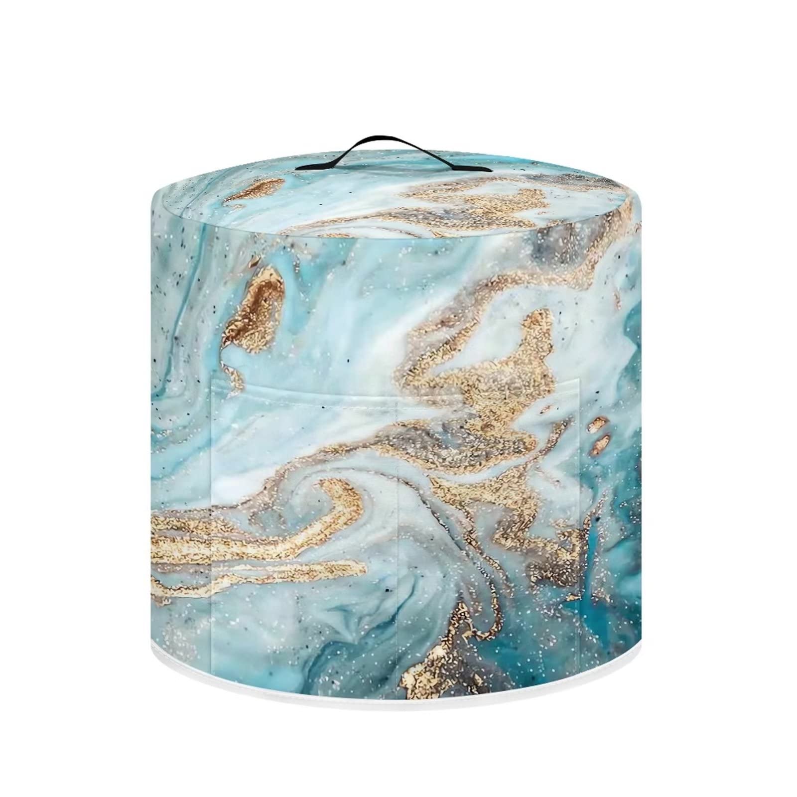 Modern Marble Print Pressure Cooker Cover - Round Air Fryer Dust-Proof Protective Cover for Kitchen Appliances - Perfect for Home Cooking & Meal Prep