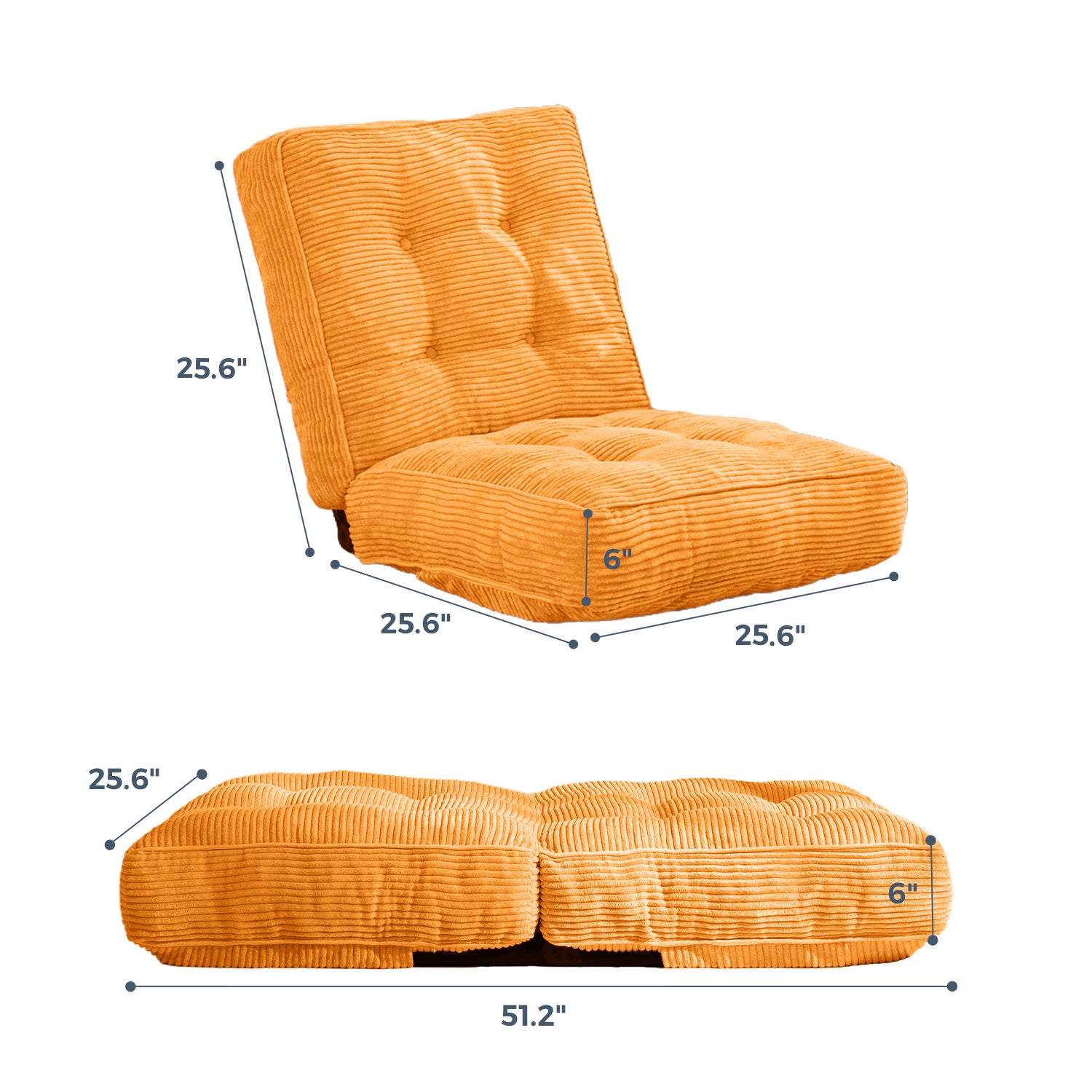MAXYOYO Adjustable Floor Chair with Back Support - Ergonomic Gaming & Meditation Chair for Adults, Orange - Perfect for Gaming, Yoga, Reading & Relaxing at Home