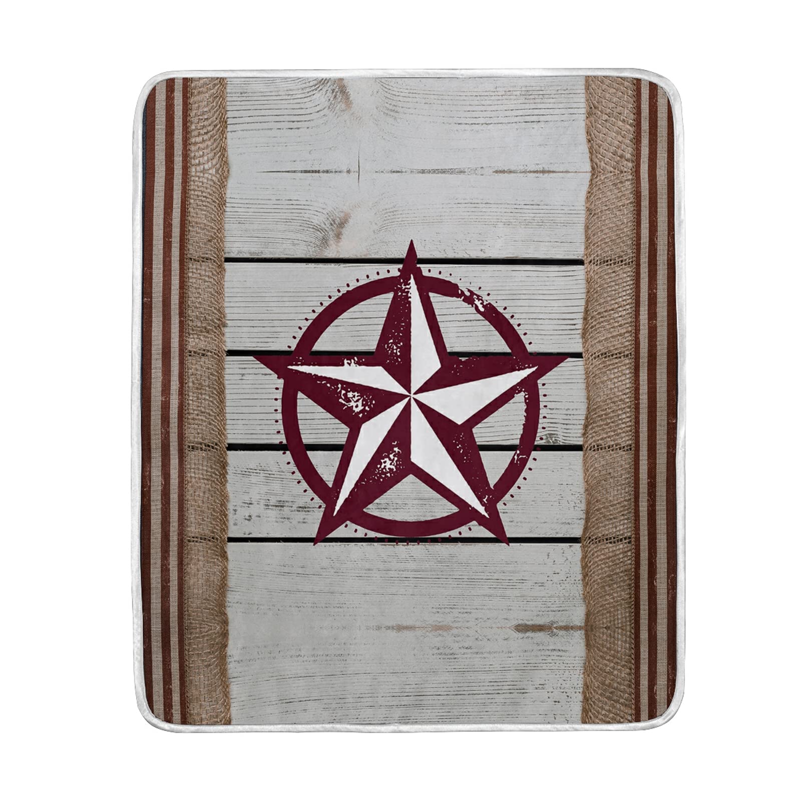 Texas Star on Wood American US Flag Design Plush Throw Blanket - 60 x 80 Inches Super Soft Fluffy Fleece for Camping, Travel, Sofa & Bed - Cozy Warm Blanket for Home, Car and Outdoor Adventures