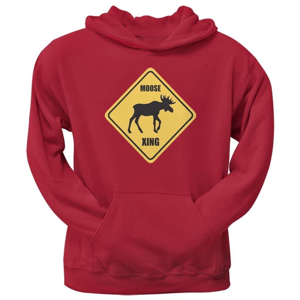 Moose XING Red Hoodie for Men - Soft & Comfortable Pullover Sweatshirt for Casual Wear, Outdoor Activities, and Gym Workouts