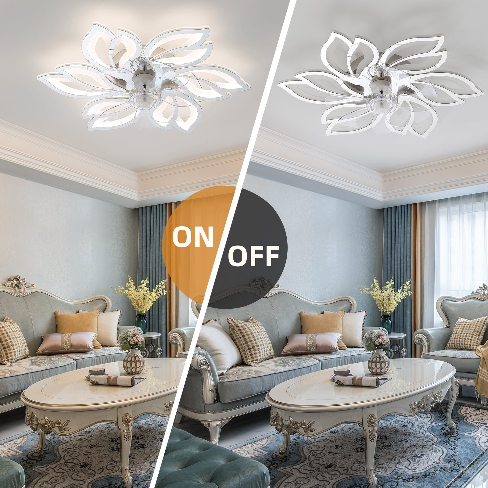 25.5 Inch Ceiling Fan with Light and Remote Control - 3 Color Temperatures, 6 Speed Settings - Perfect for Living Room, Bedroom, and Office Cooling