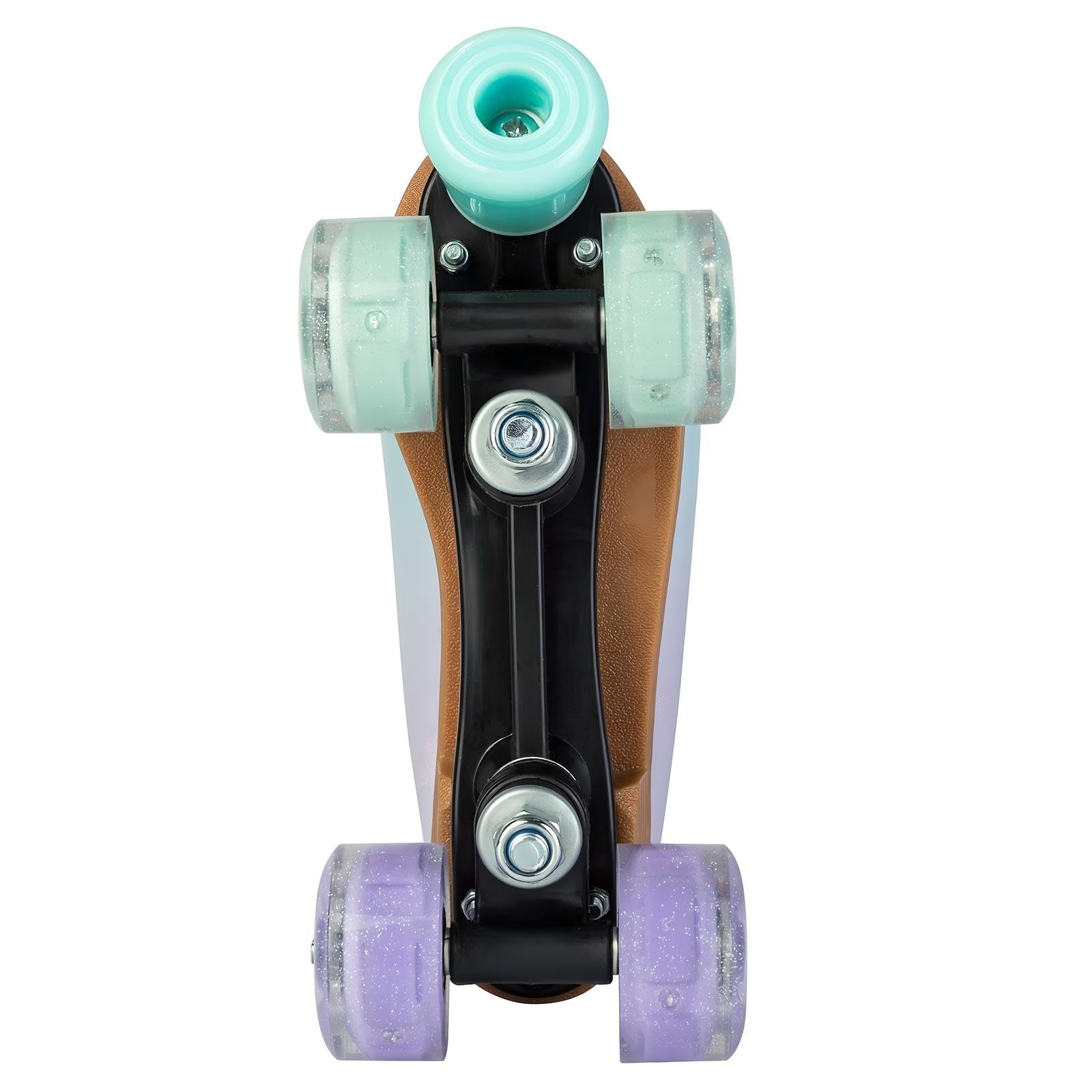 PU Leather Gradient Green & Purple Roller Skates with LED Flash Wheels for Girls & Women - Indoor & Outdoor Skates for Youth Beginners Ages 8-12 - Perfect for Rink, Park, Street Skating & Birthday Gifts