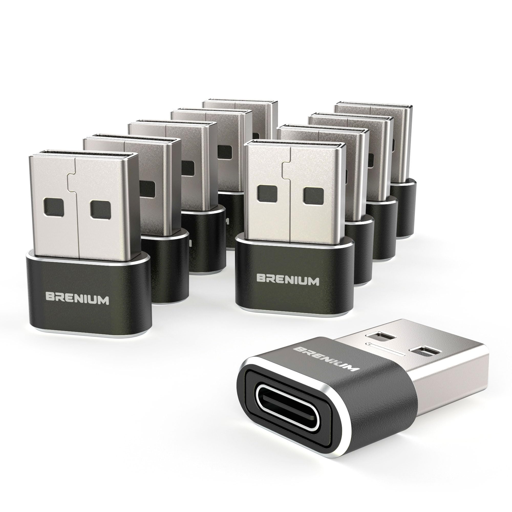 10-Pack USB to USB C Adapter - Fast Charging Converter for iPhone 14, Samsung Galaxy, iPad, Apple Watch - USB-A Male to USB-C Female - Perfect for Home, Office & Travel Charging Needs