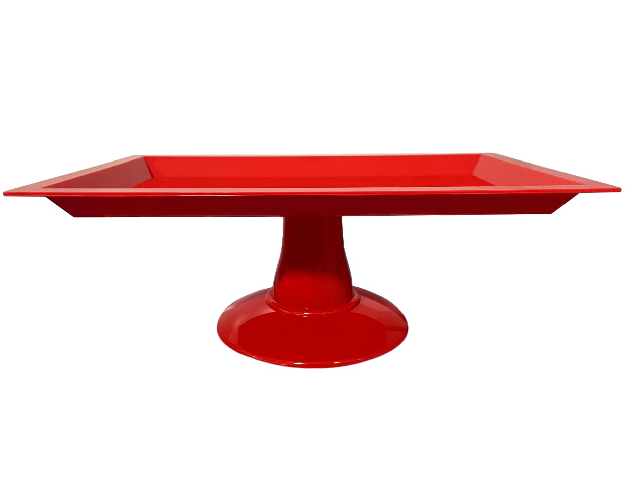 Red Rectangular Serving Tray with Base - Candy Tray, Cupcake Stand, Bathroom Organizer for Parties, Home Decor & Gift Display