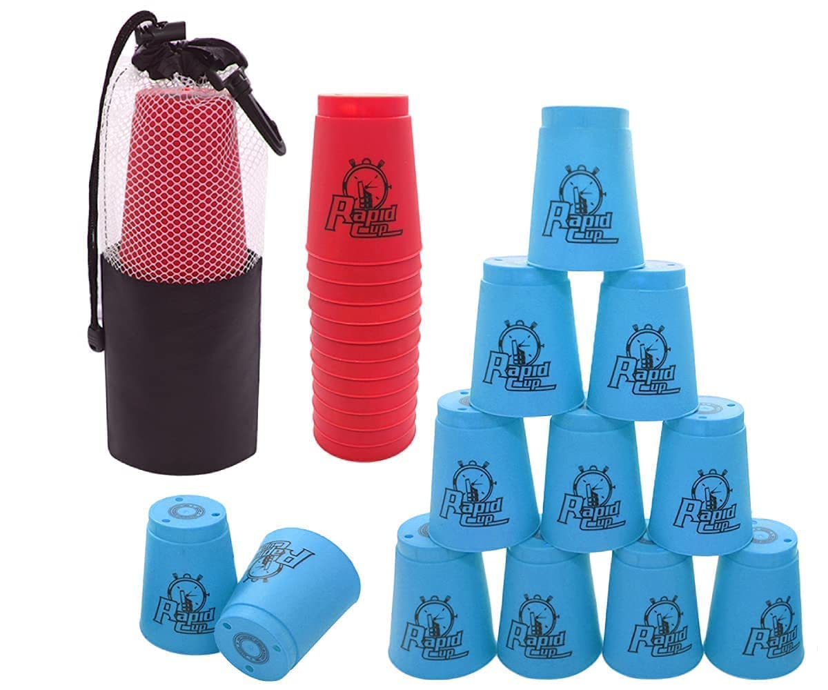Quick Stack Cups Sports Game - Set of 24 Stacking Cups for Speed Training & Party Challenges | Blue & Orange Color | Perfect for Kids' Competitions, Team Building & Family Game Nights