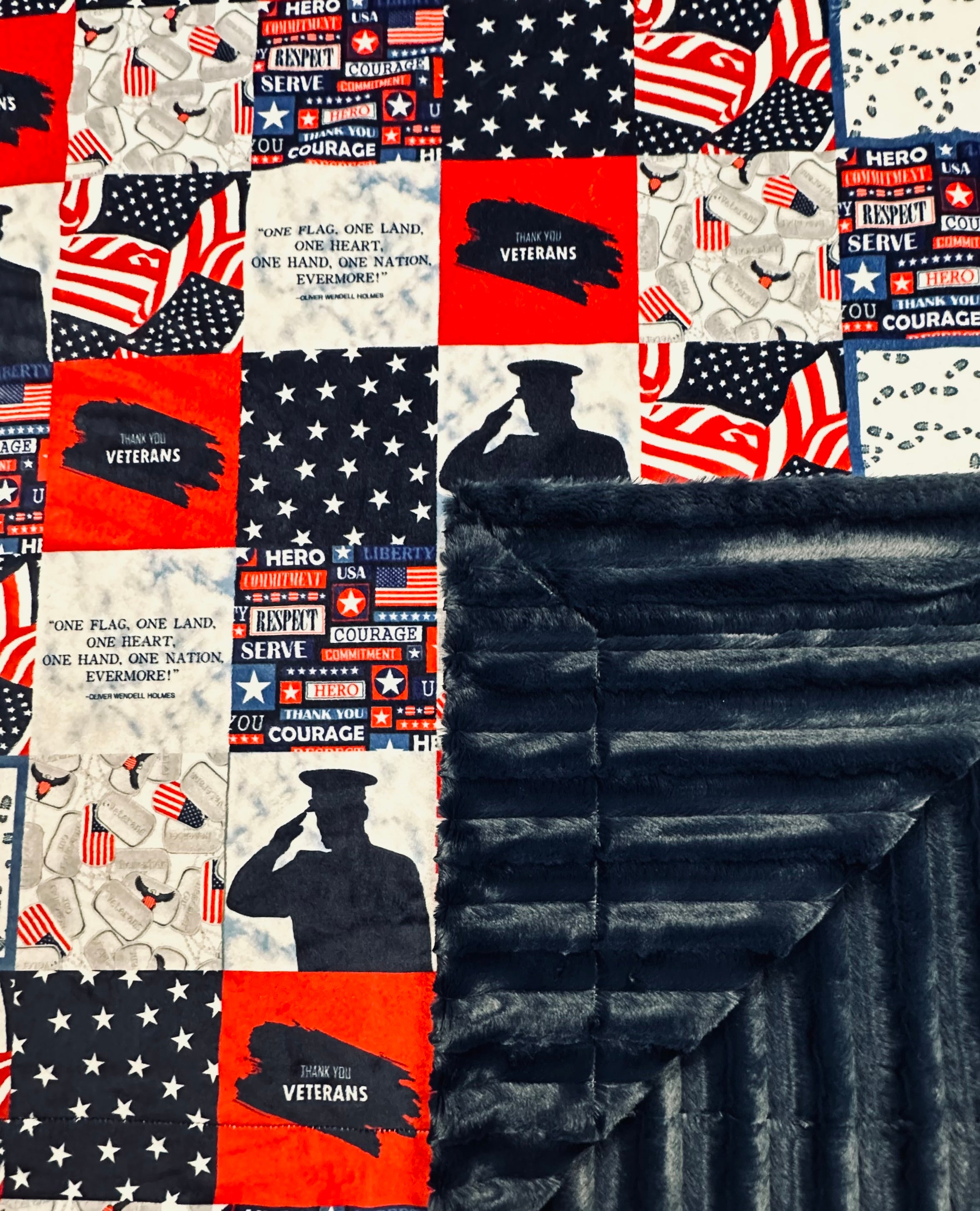 Honor Our Veterans - Navy Chinchilla Soft Fleece Blanket 60x72 Inches, Extra Wide for Adults - Perfect for Couches, Beds & Gifts for Military Heroes