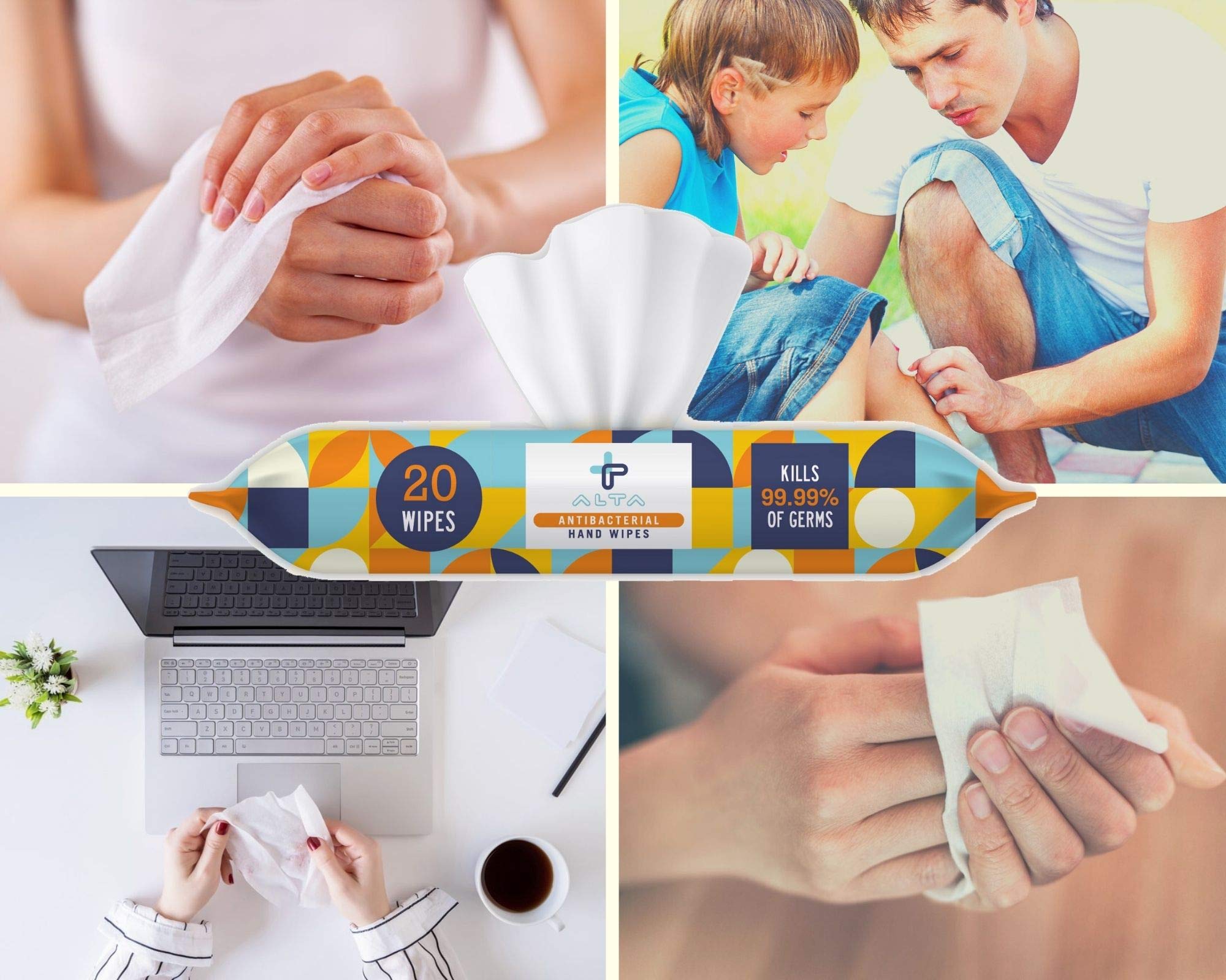 Alcohol-Free Hand Sanitizing Wipes for Travel - 20 Count (Pack of 72) | Portable Sanitizing Wipes for On-The-Go Hygiene, Office, Gym & Airplane Travel