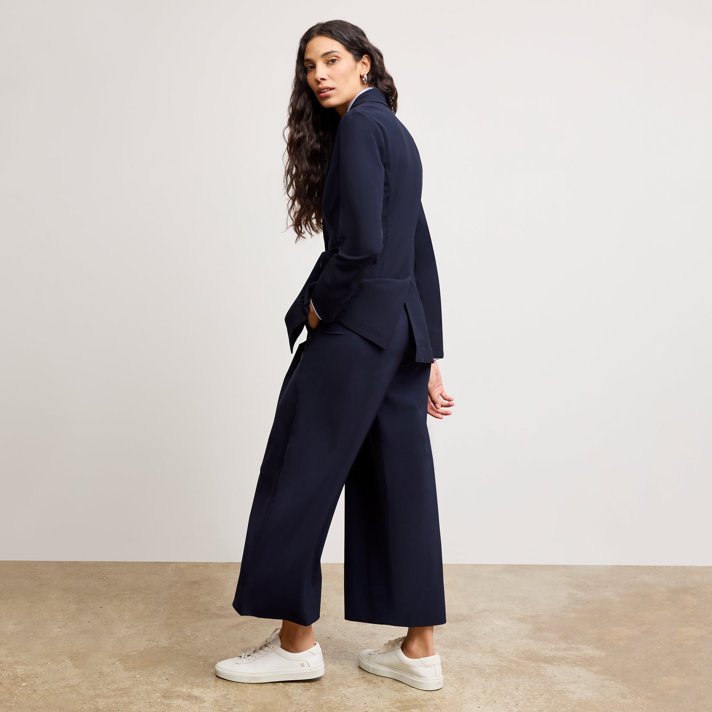 Elena Travel Culotte Pants - OrigamiTech Wrinkle-Free Dark Navy for Women | Perfect for Business Trips & Casual Outings