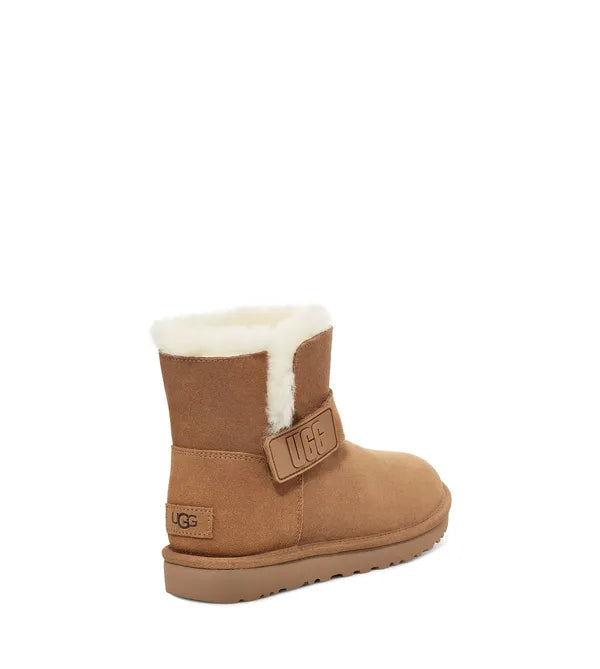 Ugg Mini Bailey Graphic Logo Strap Boots - Women's Waterproof Winter Snow Boots with Fleece Lining for Cold Weather & Outdoor Activities