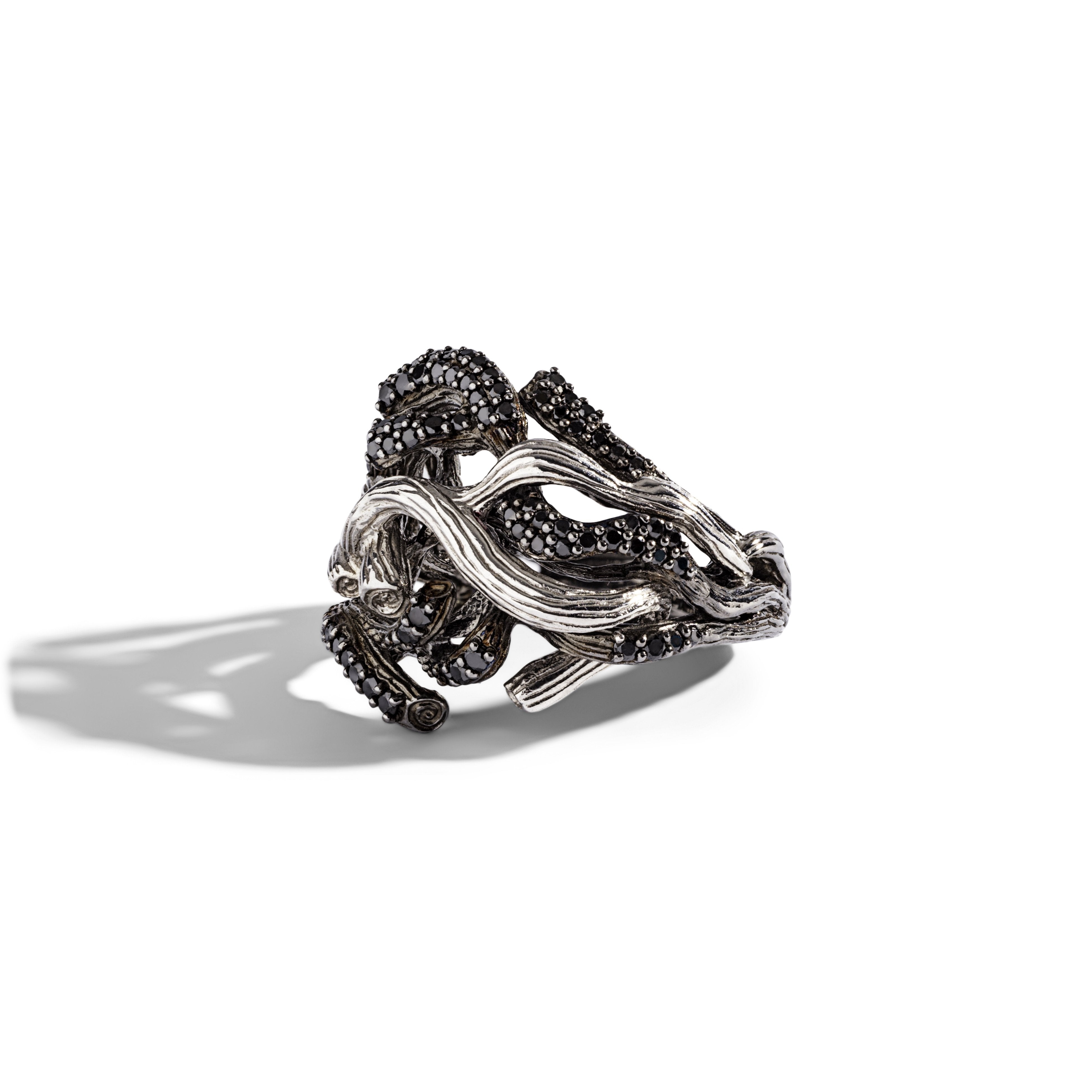 Elegant Branch Coral Ring with Diamonds in Sterling Silver - Perfect for Weddings, Anniversaries & Special Occasions