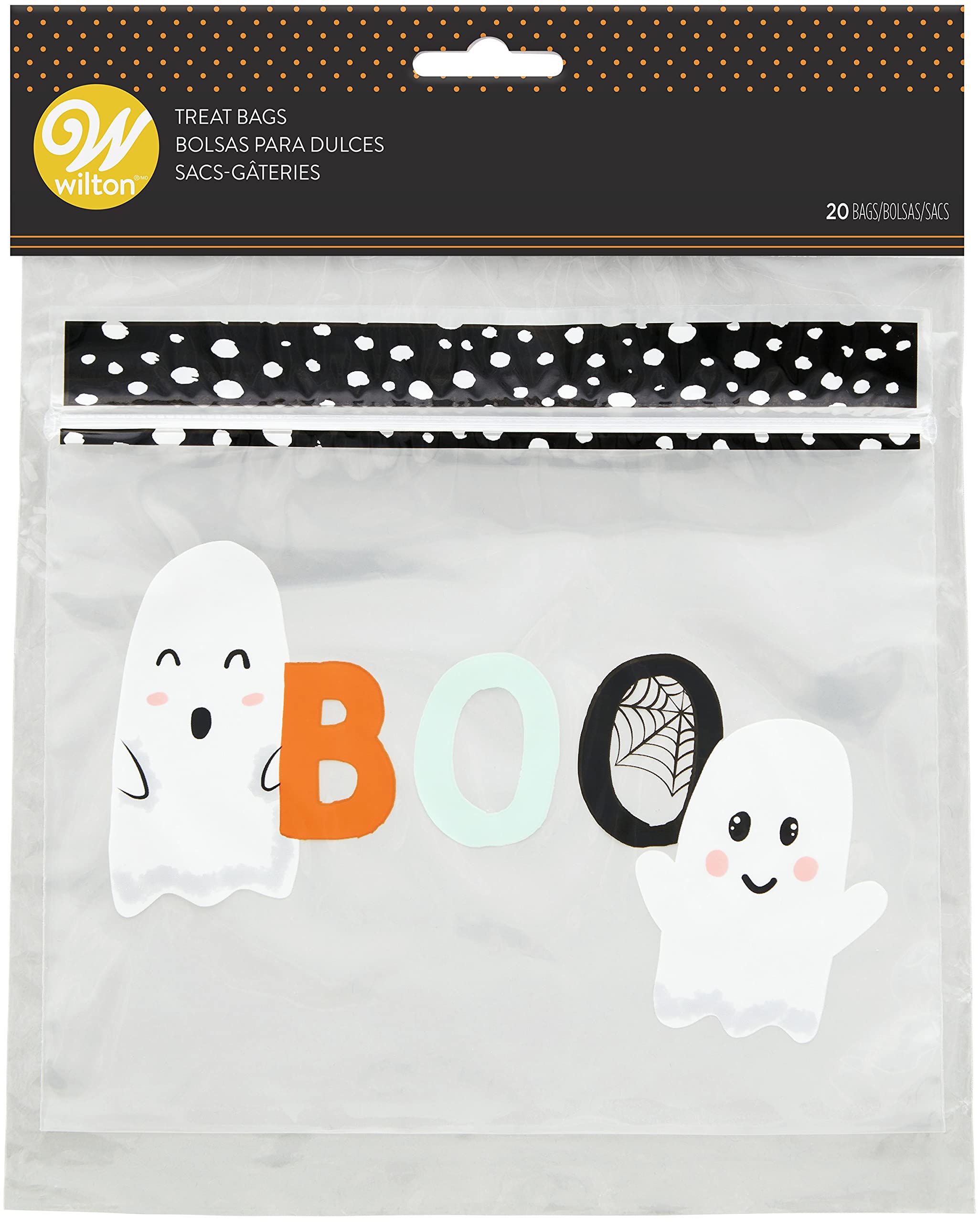 Boo Resealable Treat Bags - 20 Count Premium Halloween Candy Bags for Parties, School Events & Trick-or-Treating