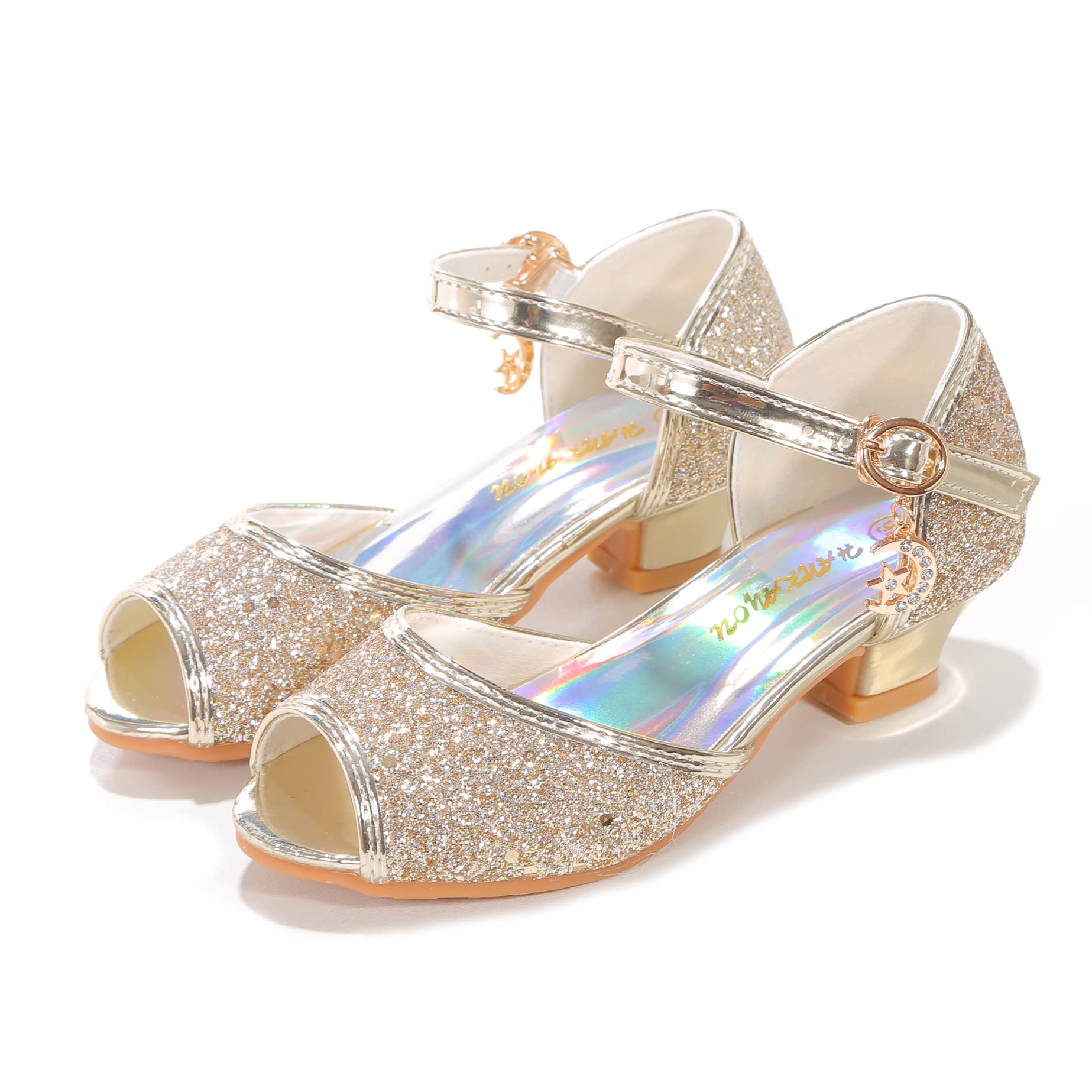 Sparkly Girls Mary Jane Shoes for Weddings & Parties - Princess Flower Strap Dress Shoes - Perfect for Flower Girls, Pageants & Special Occasions