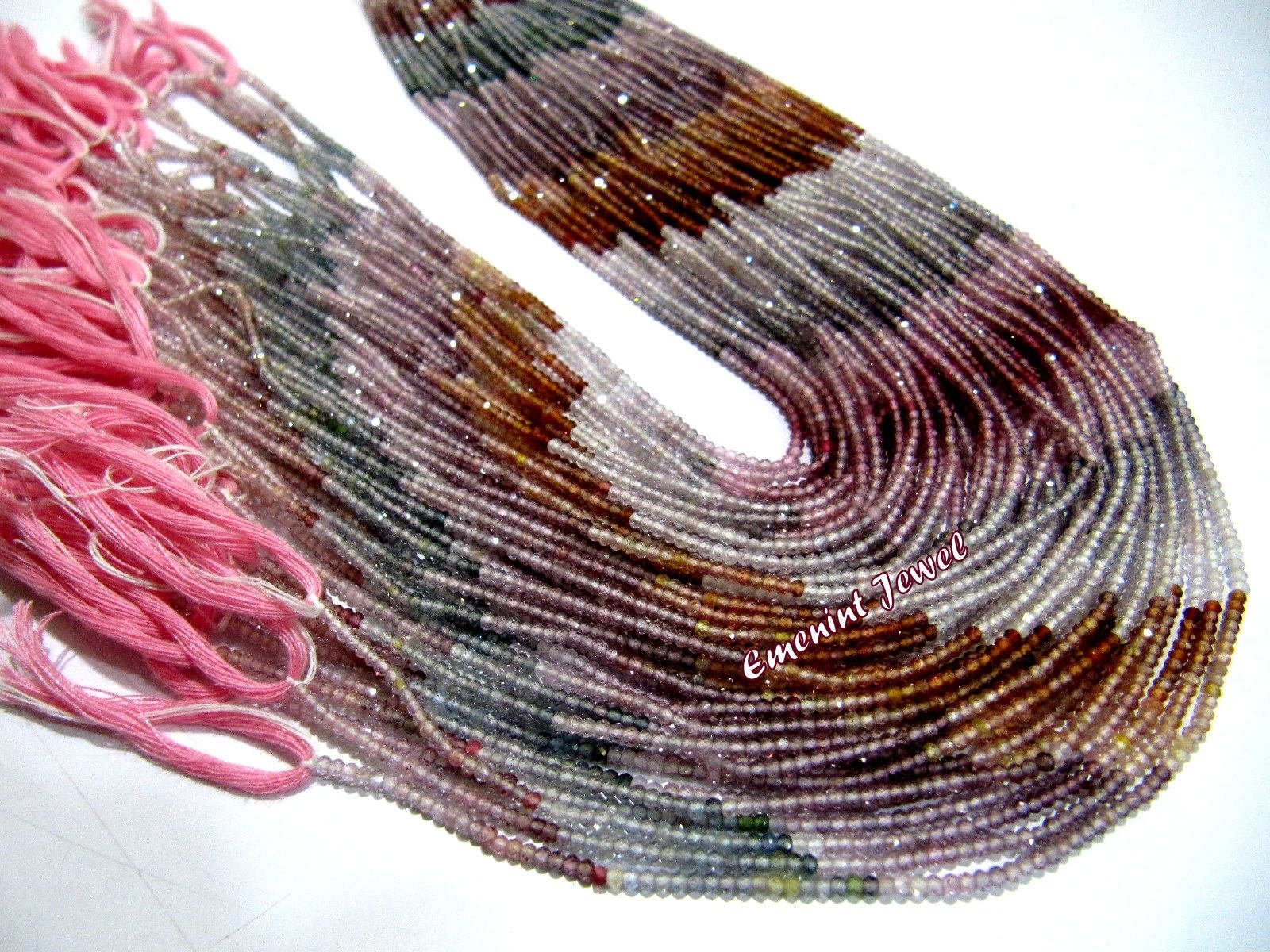 Natural Multi Spinel 2mm Faceted Beads - 13 Inch Strand of Diamond Cut Gemstone Beads for Jewelry Making, DIY Bracelets, Necklaces & Craft Projects