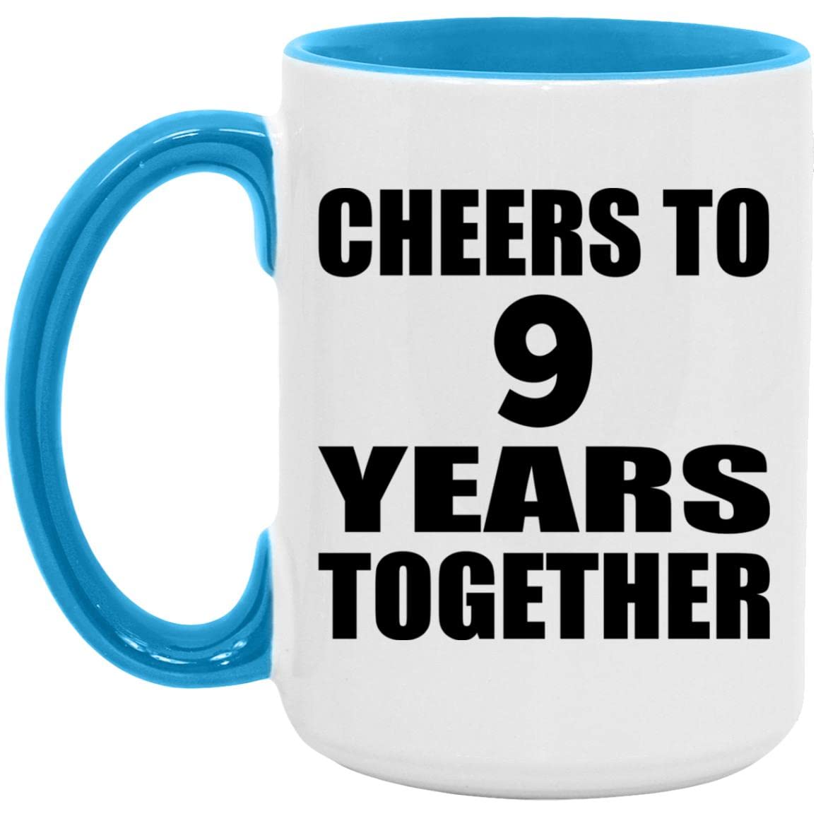 9th Anniversary Gifts - 15oz Blue Ceramic Coffee Mug with Handle for Tea & Coffee - Perfect for Birthday, Mother's Day, Father's Day, Couples & Parties - Ideal for Home, Office & Romantic Celebrations